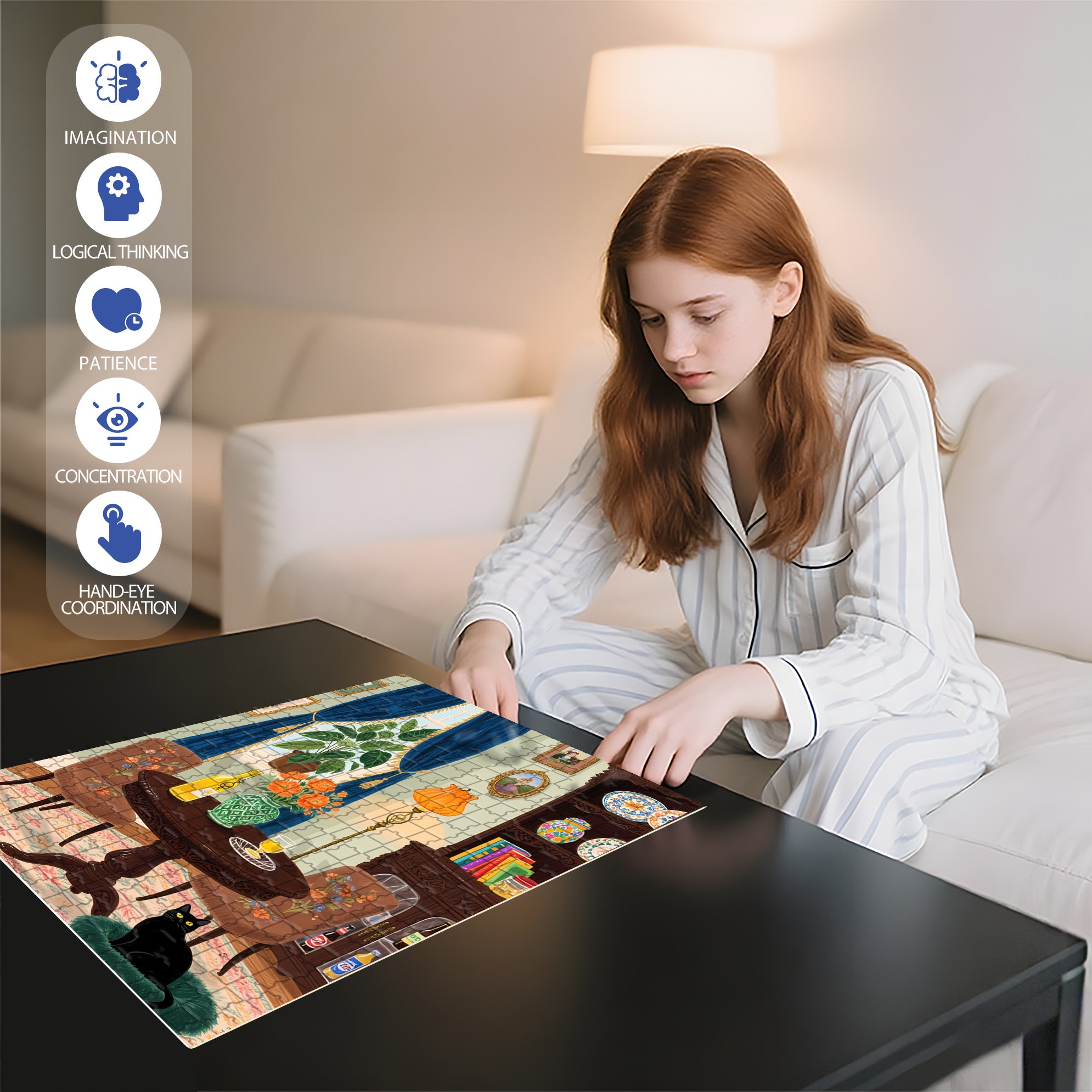 At Home 500pcs/1000pcs Jigsaw Puzzle, Scratch-Resistant, Interactive Family Game & Brain-Boosting DIY Decor, Perfect for Halloween, Christmas & New Year Gifts, Family Puzzle Game
