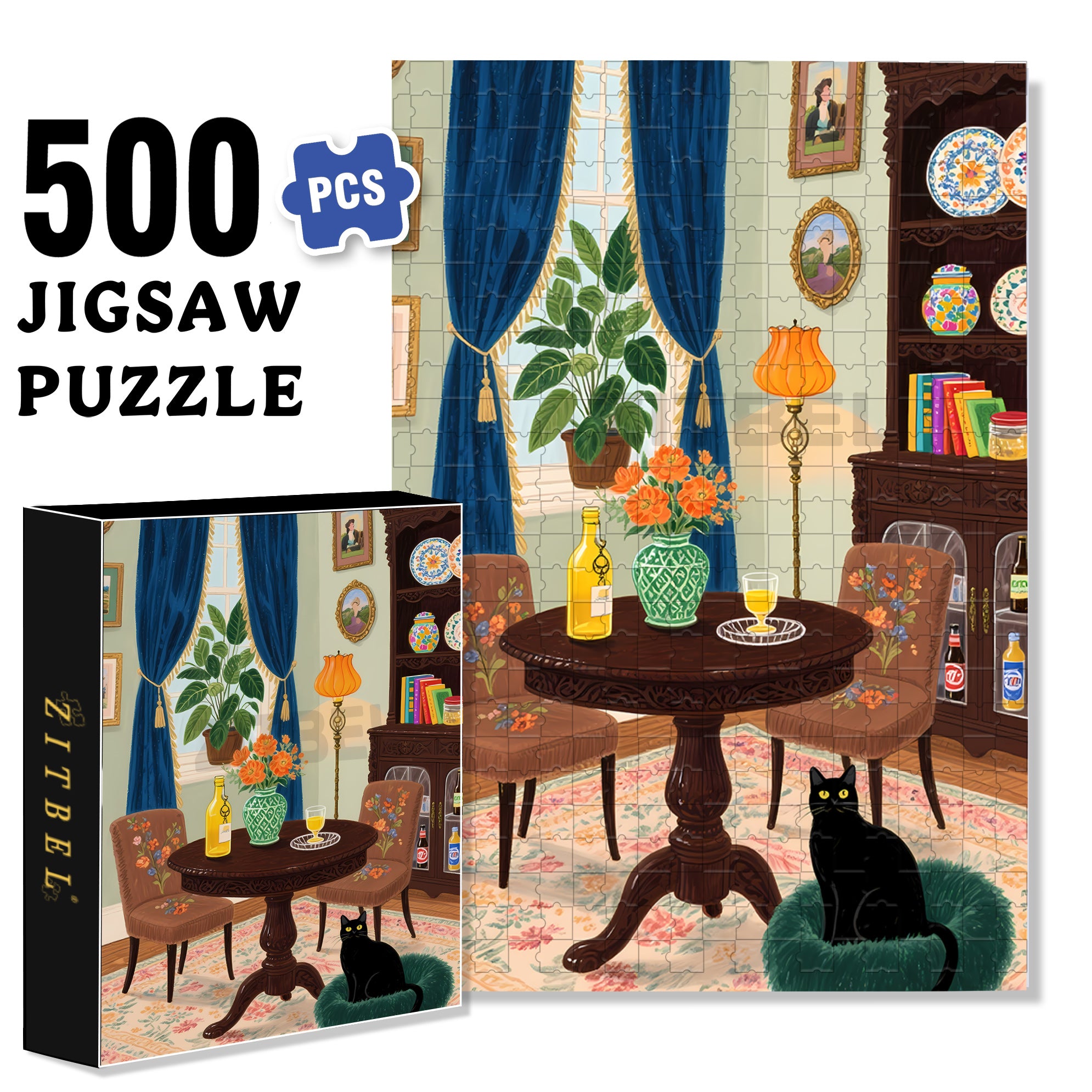At Home 500pcs/1000pcs Jigsaw Puzzle, Scratch-Resistant, Interactive Family Game & Brain-Boosting DIY Decor, Perfect for Halloween, Christmas & New Year Gifts, Family Puzzle Game
