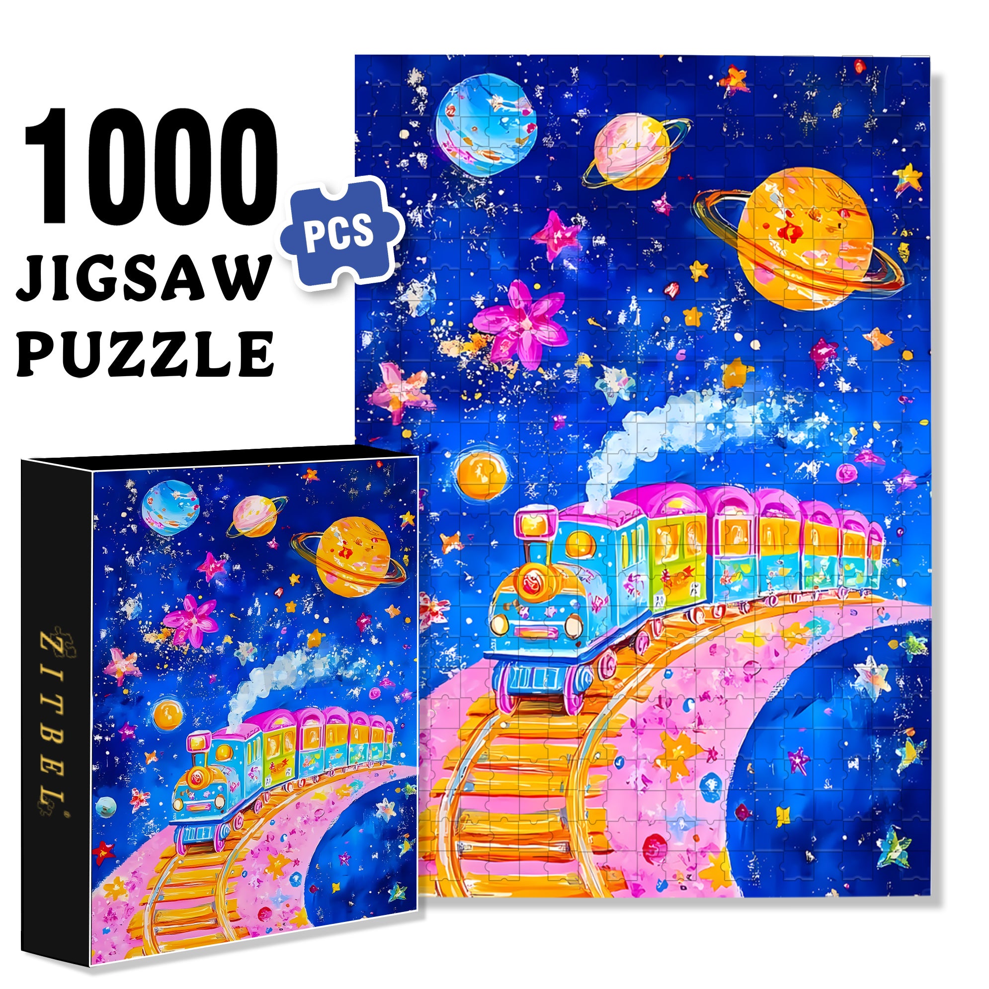 Children's Fun Train 500pcs/1000pcs Jigsaw Puzzle, Scratch-Resistant, Interactive Family Game & Brain-Boosting DIY Decor, Perfect for Halloween, Christmas & New Year Gifts, Family Puzzle Game