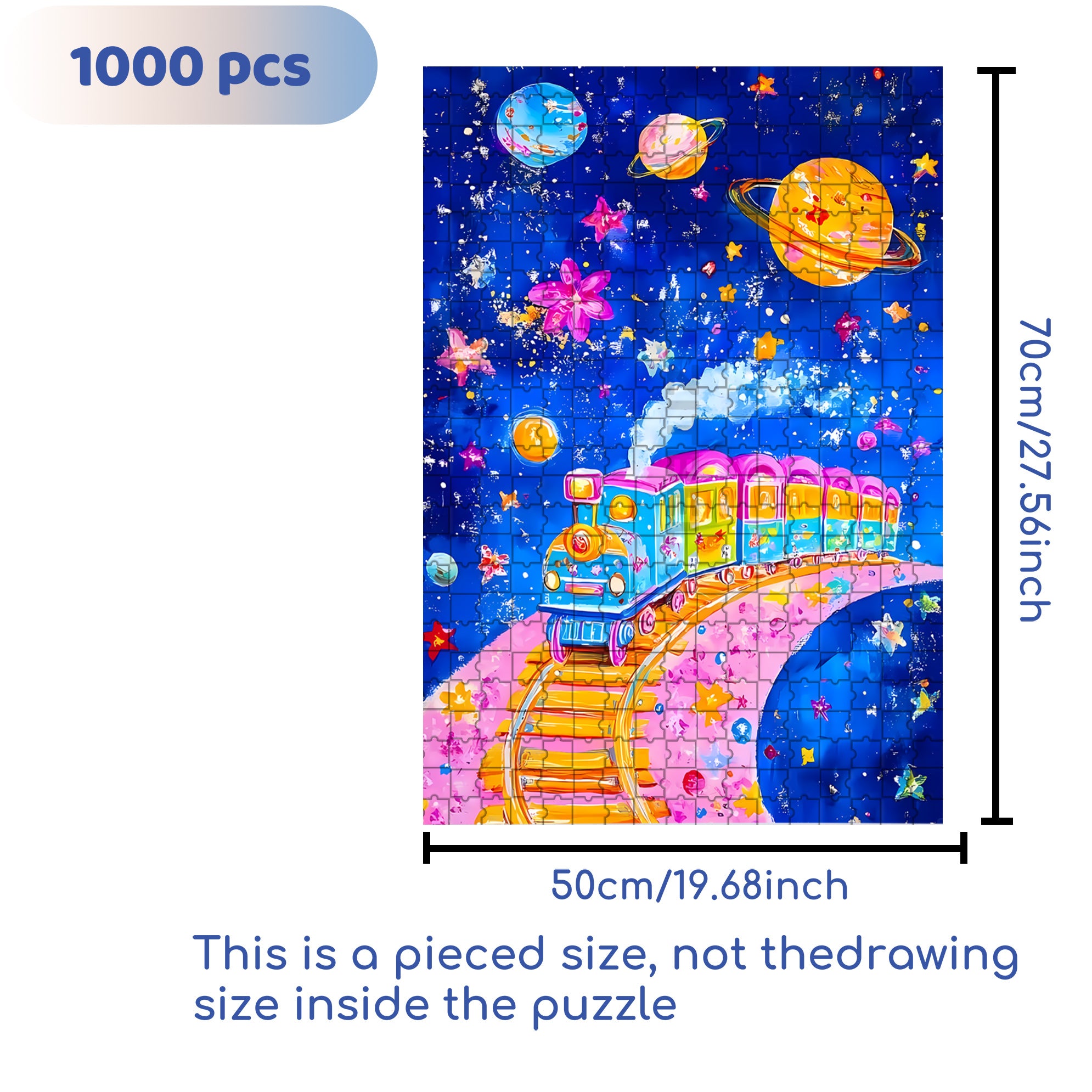 Children's Fun Train 500pcs/1000pcs Jigsaw Puzzle, Scratch-Resistant, Interactive Family Game & Brain-Boosting DIY Decor, Perfect for Halloween, Christmas & New Year Gifts, Family Puzzle Game