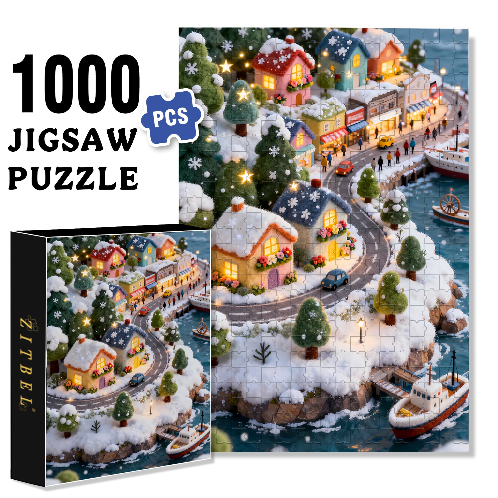 Christmas Island 500pcs/1000pcs Jigsaw Puzzle, Scratch-Resistant, Interactive Family Game & Brain-Boosting DIY Decor, Perfect for Halloween, Christmas & New Year Gifts, Family Puzzle Game
