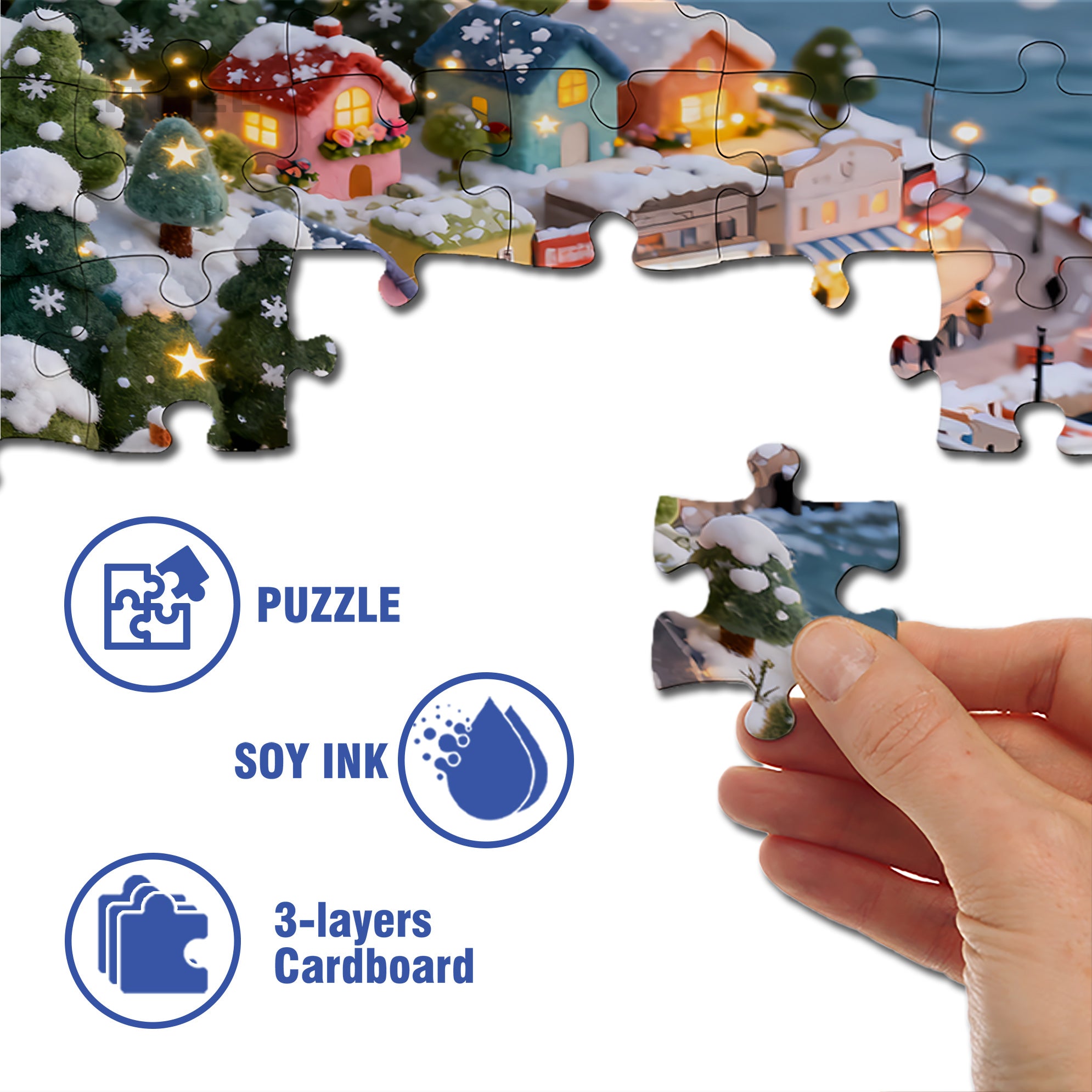 Christmas Island 500pcs/1000pcs Jigsaw Puzzle, Scratch-Resistant, Interactive Family Game & Brain-Boosting DIY Decor, Perfect for Halloween, Christmas & New Year Gifts, Family Puzzle Game