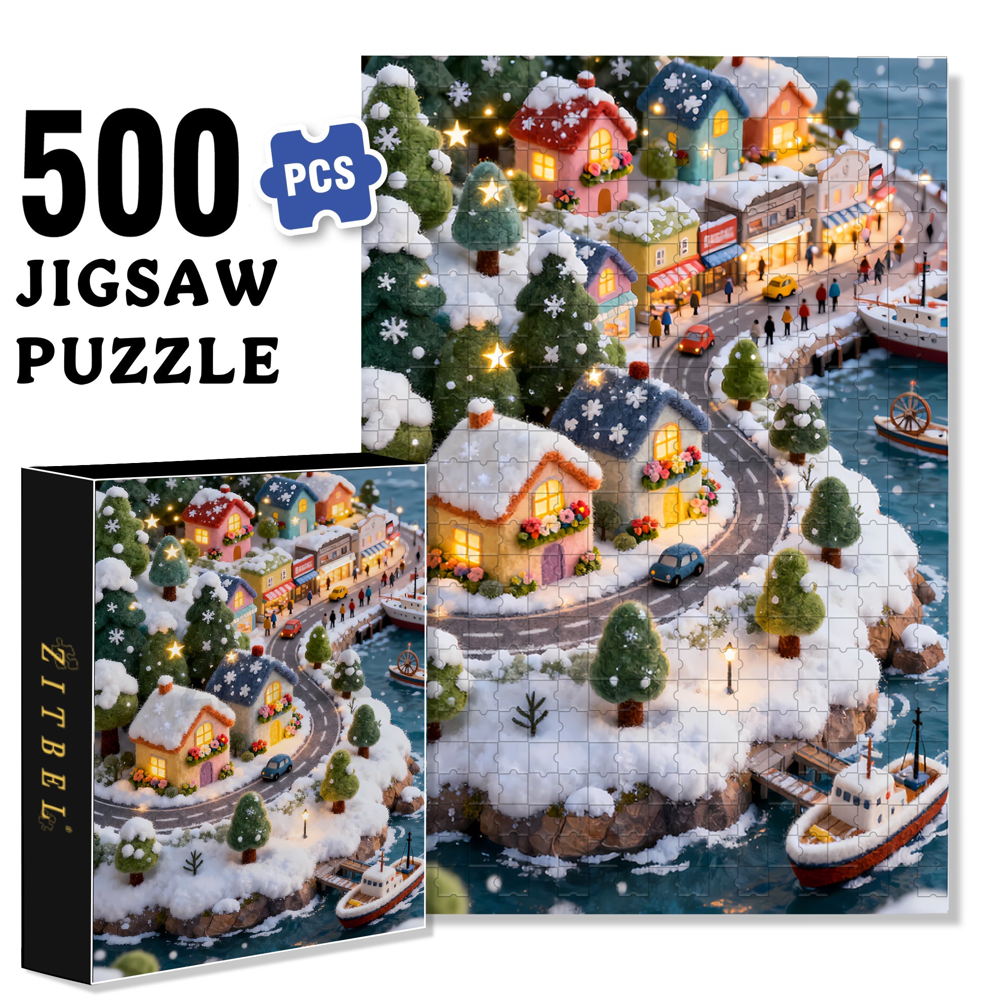 Christmas Island 500pcs/1000pcs Jigsaw Puzzle, Scratch-Resistant, Interactive Family Game & Brain-Boosting DIY Decor, Perfect for Halloween, Christmas & New Year Gifts, Family Puzzle Game