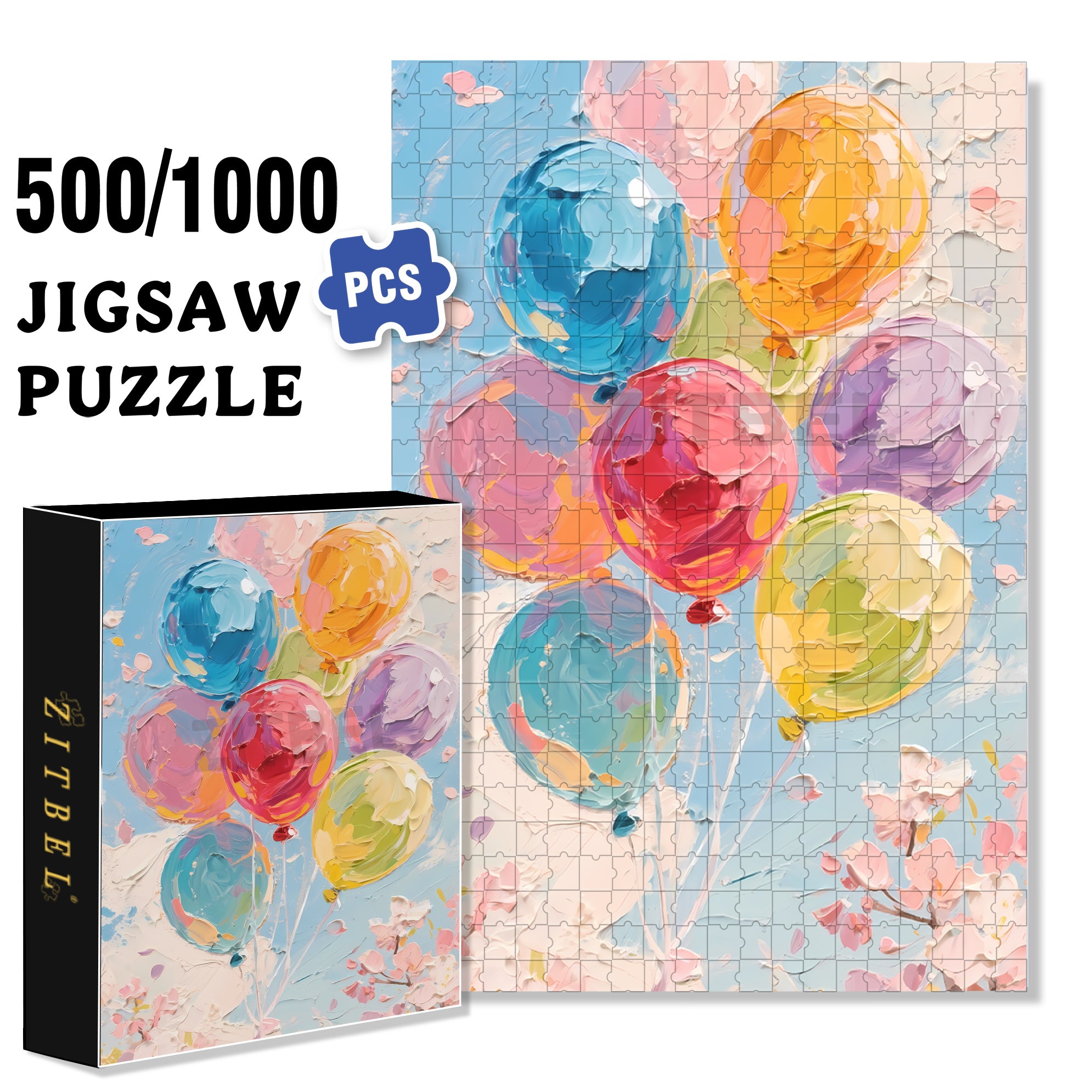 Colored Balloons 500pcs/1000pcs Jigsaw Puzzle, Scratch-Resistant, Interactive Family Game & Brain-Boosting DIY Decor, Perfect for Halloween, Christmas & New Year Gifts, Family Puzzle Game
