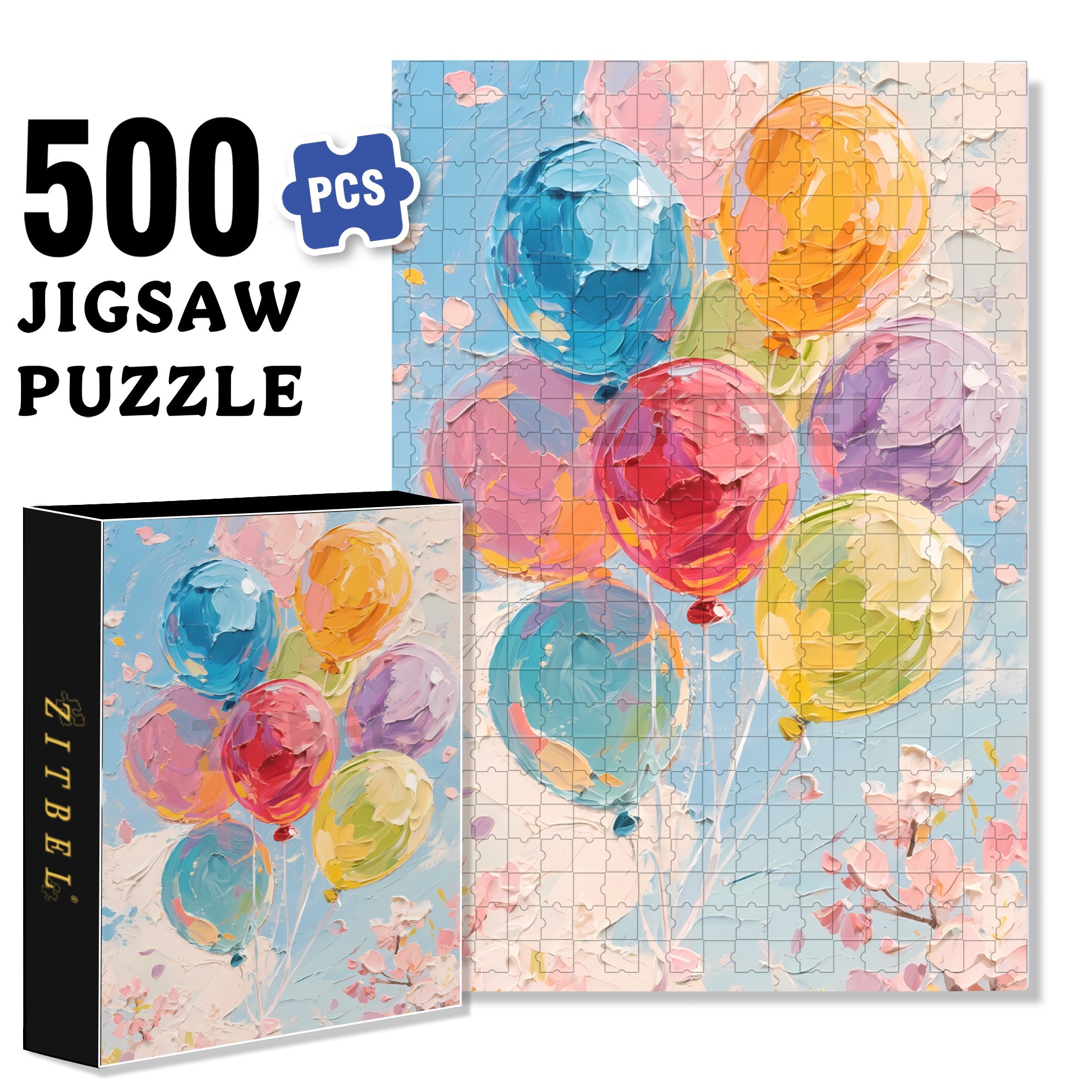 Colored Balloons 500pcs/1000pcs Jigsaw Puzzle, Scratch-Resistant, Interactive Family Game & Brain-Boosting DIY Decor, Perfect for Halloween, Christmas & New Year Gifts, Family Puzzle Game