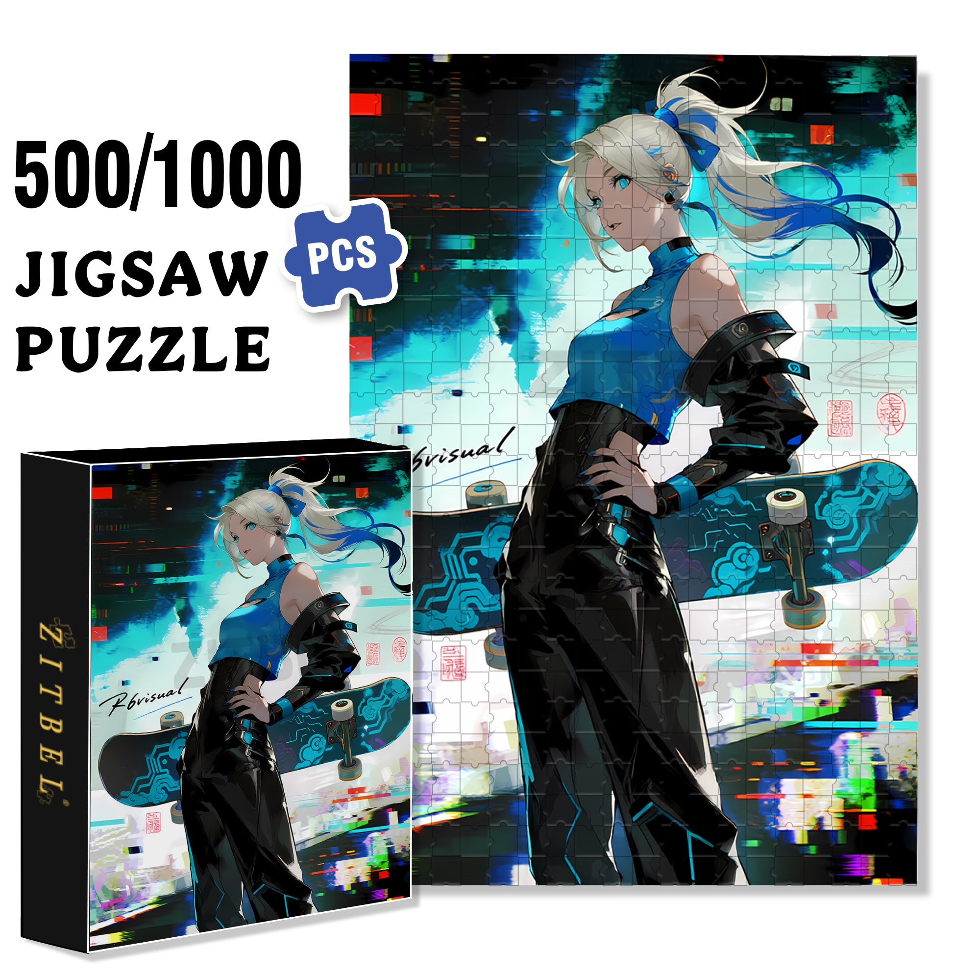 Cool 500pcs/1000pcs Jigsaw Puzzle, Scratch-Resistant, Interactive Family Game & Brain-Boosting DIY Decor, Perfect for Halloween, Christmas & New Year Gifts, Family Puzzle Game
