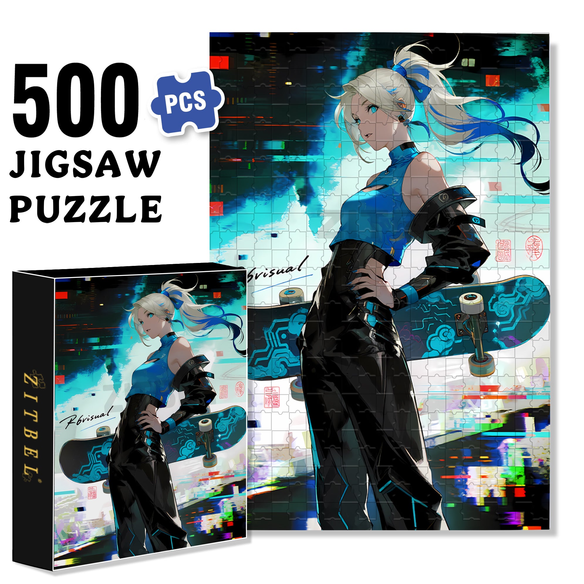 Cool 500pcs/1000pcs Jigsaw Puzzle, Scratch-Resistant, Interactive Family Game & Brain-Boosting DIY Decor, Perfect for Halloween, Christmas & New Year Gifts, Family Puzzle Game