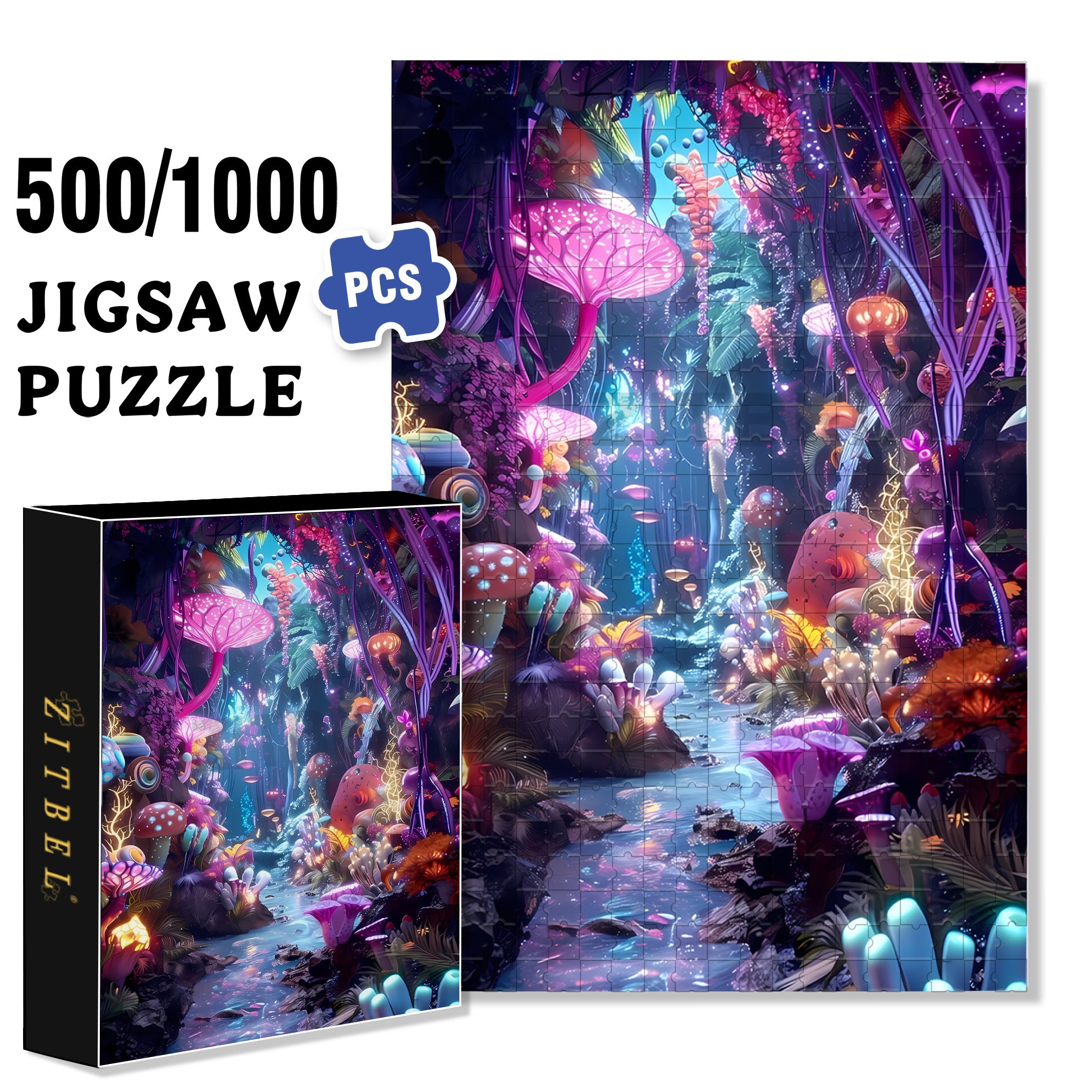 Coral 500pcs/1000pcs Jigsaw Puzzle, Scratch-Resistant, Interactive Family Game & Brain-Boosting DIY Decor, Perfect for Halloween, Christmas & New Year Gifts, Family Puzzle Game