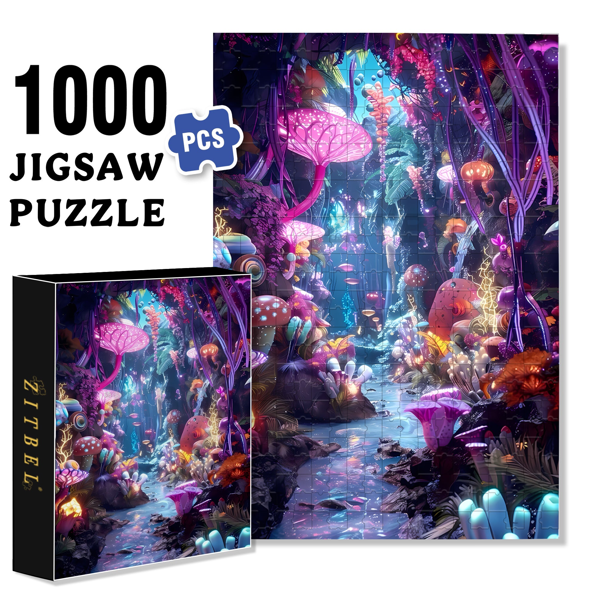 Coral 500pcs/1000pcs Jigsaw Puzzle, Scratch-Resistant, Interactive Family Game & Brain-Boosting DIY Decor, Perfect for Halloween, Christmas & New Year Gifts, Family Puzzle Game