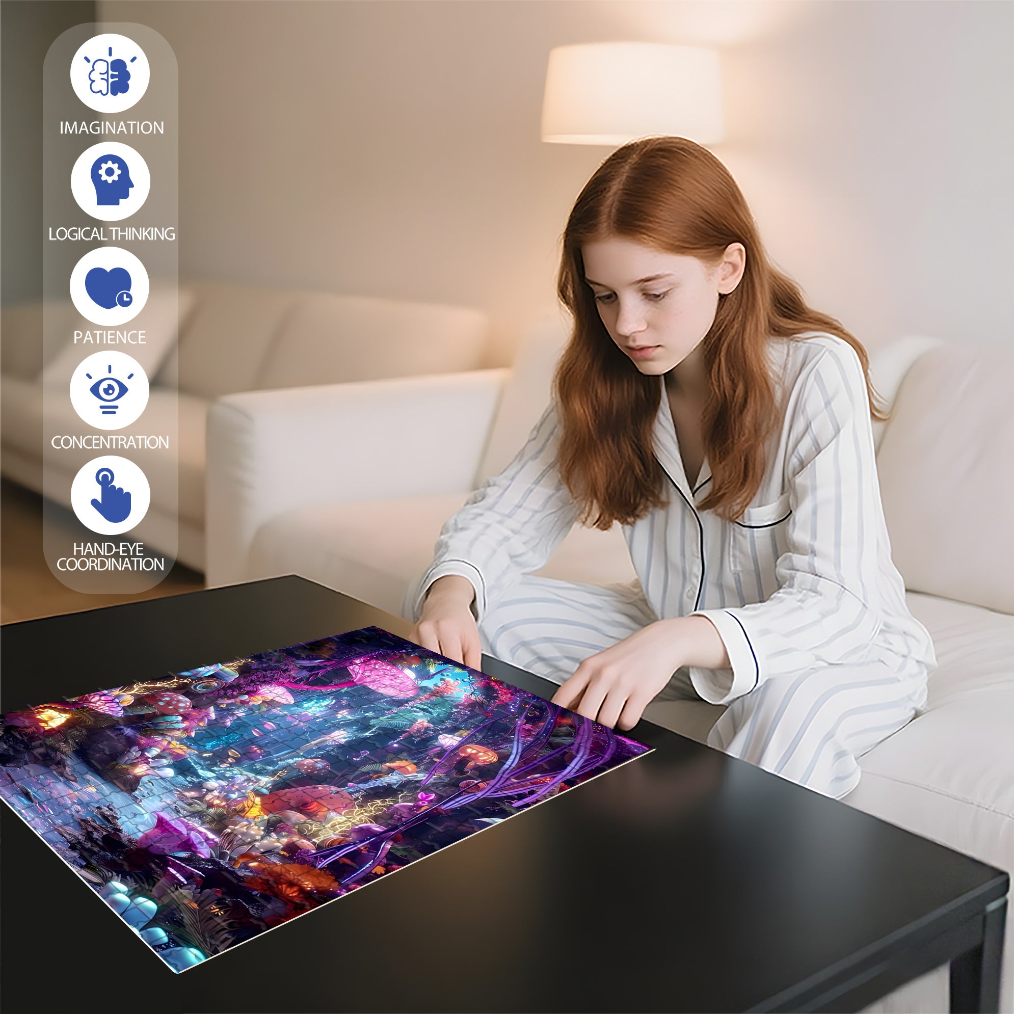 Coral 500pcs/1000pcs Jigsaw Puzzle, Scratch-Resistant, Interactive Family Game & Brain-Boosting DIY Decor, Perfect for Halloween, Christmas & New Year Gifts, Family Puzzle Game