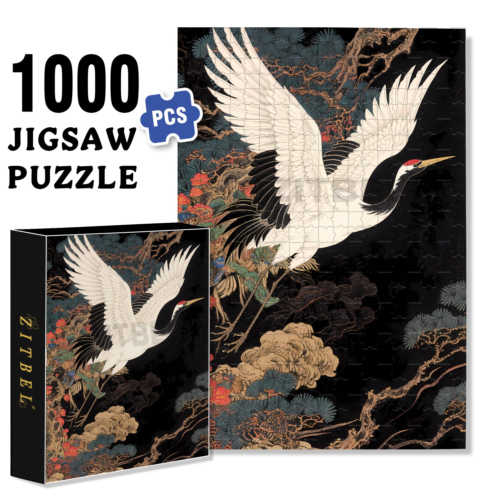 Crane 500pcs/1000pcs Jigsaw Puzzle, Scratch-Resistant, Interactive Family Game & Brain-Boosting DIY Decor, Perfect for Halloween, Christmas & New Year Gifts, Family Puzzle Game