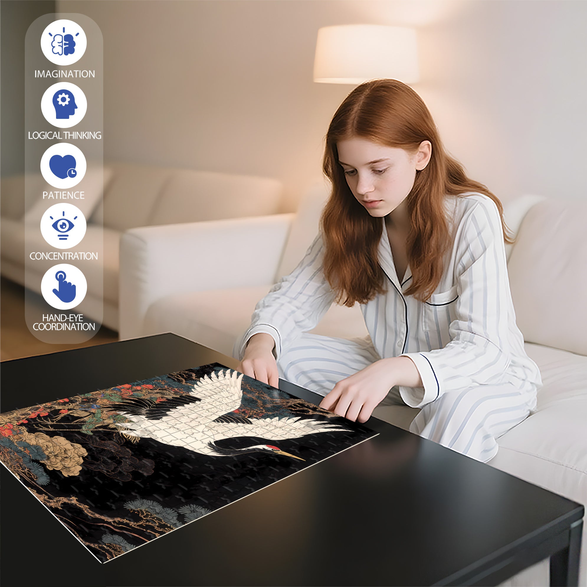 Crane 500pcs/1000pcs Jigsaw Puzzle, Scratch-Resistant, Interactive Family Game & Brain-Boosting DIY Decor, Perfect for Halloween, Christmas & New Year Gifts, Family Puzzle Game