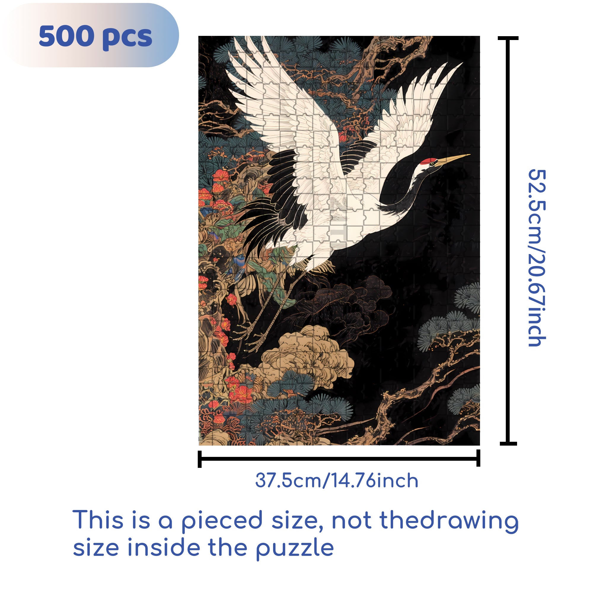 Crane 500pcs/1000pcs Jigsaw Puzzle, Scratch-Resistant, Interactive Family Game & Brain-Boosting DIY Decor, Perfect for Halloween, Christmas & New Year Gifts, Family Puzzle Game