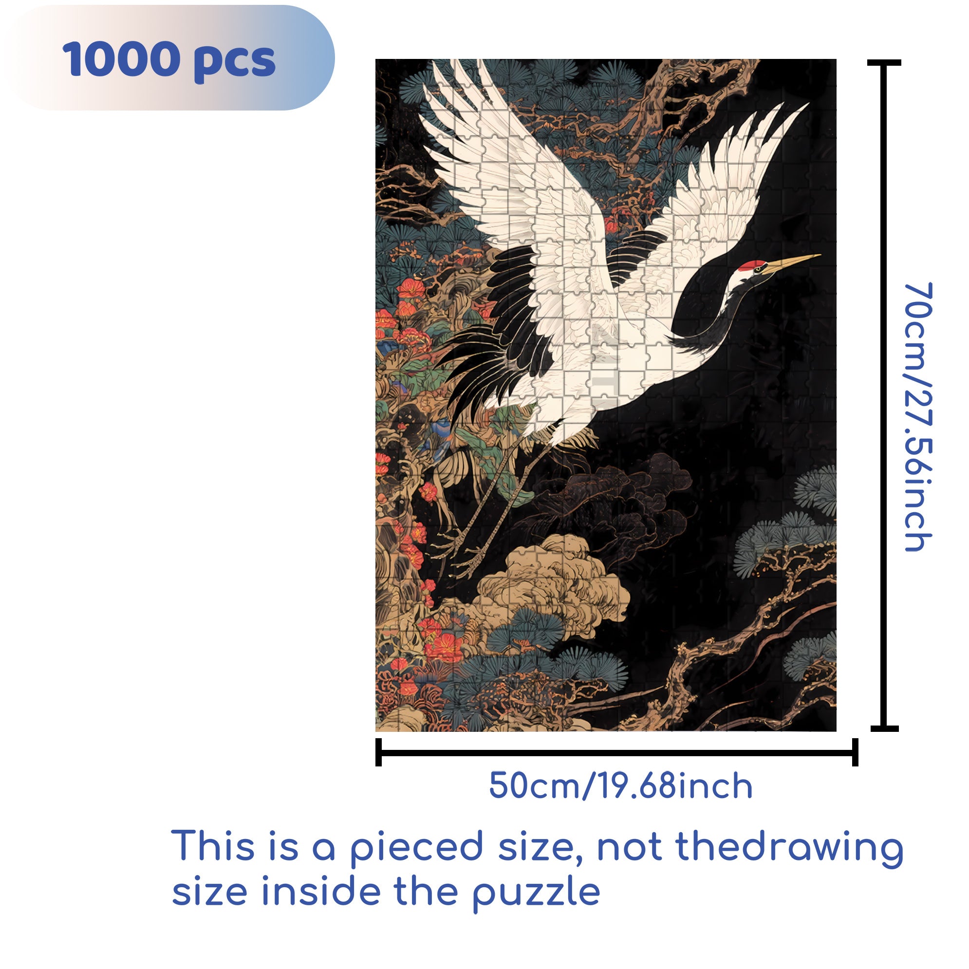 Crane 500pcs/1000pcs Jigsaw Puzzle, Scratch-Resistant, Interactive Family Game & Brain-Boosting DIY Decor, Perfect for Halloween, Christmas & New Year Gifts, Family Puzzle Game