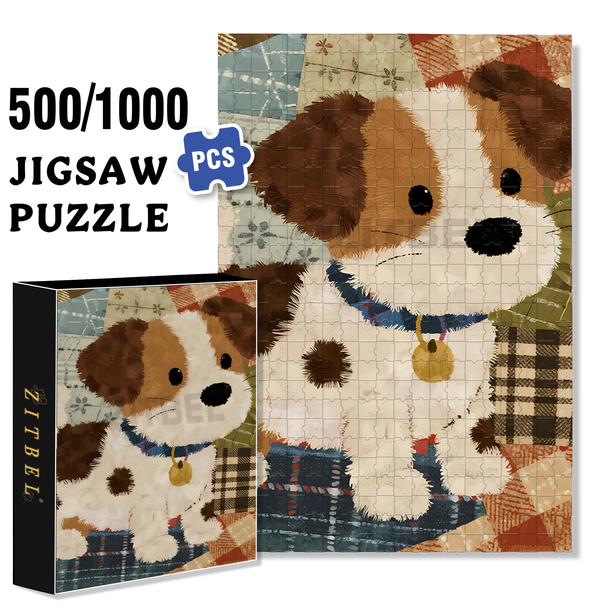 Doggie 500pcs/1000pcs Jigsaw Puzzle, Scratch-Resistant, Interactive Family Game & Brain-Boosting DIY Decor, Perfect for Halloween, Christmas & New Year Gifts, Family Puzzle Game