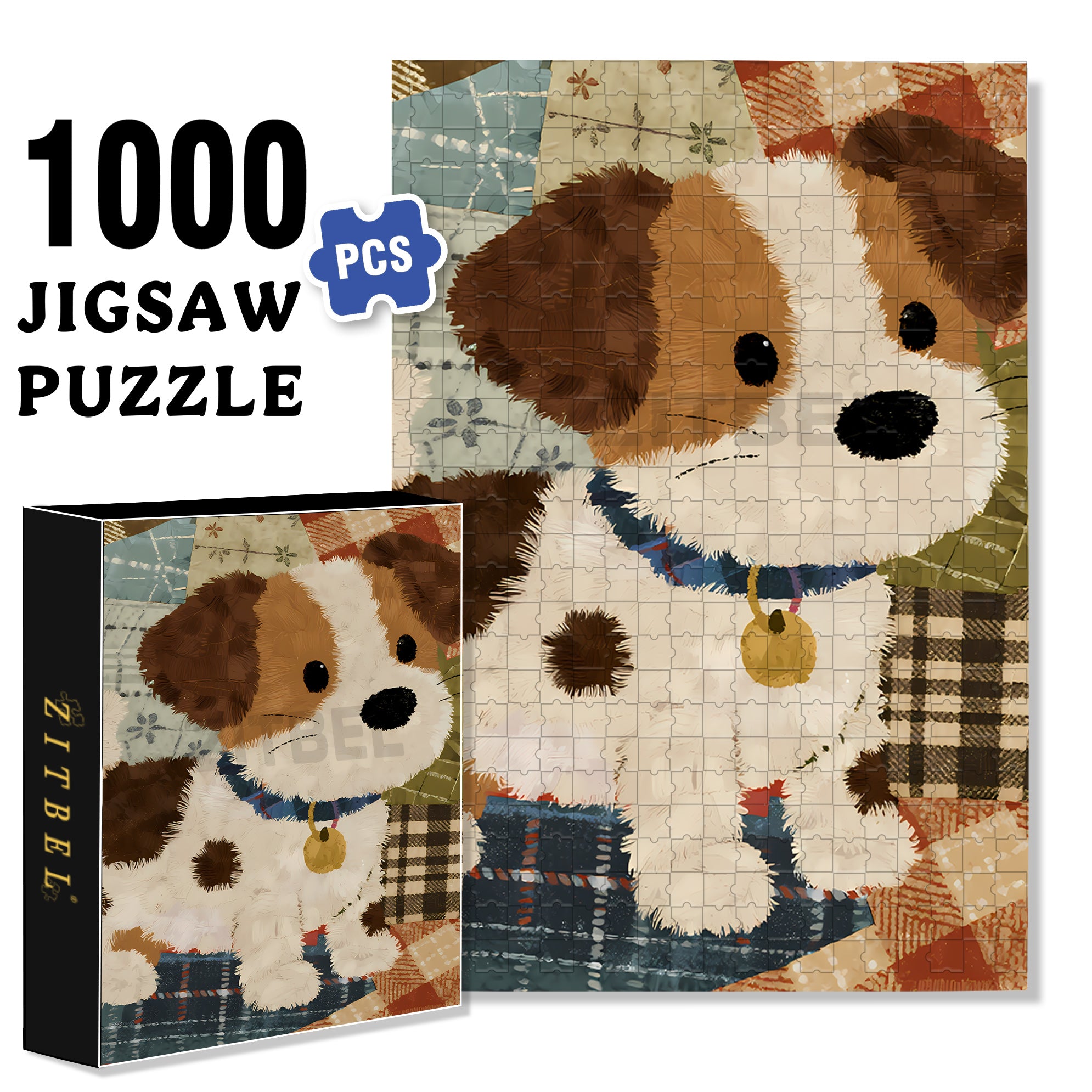 Doggie 500pcs/1000pcs Jigsaw Puzzle, Scratch-Resistant, Interactive Family Game & Brain-Boosting DIY Decor, Perfect for Halloween, Christmas & New Year Gifts, Family Puzzle Game