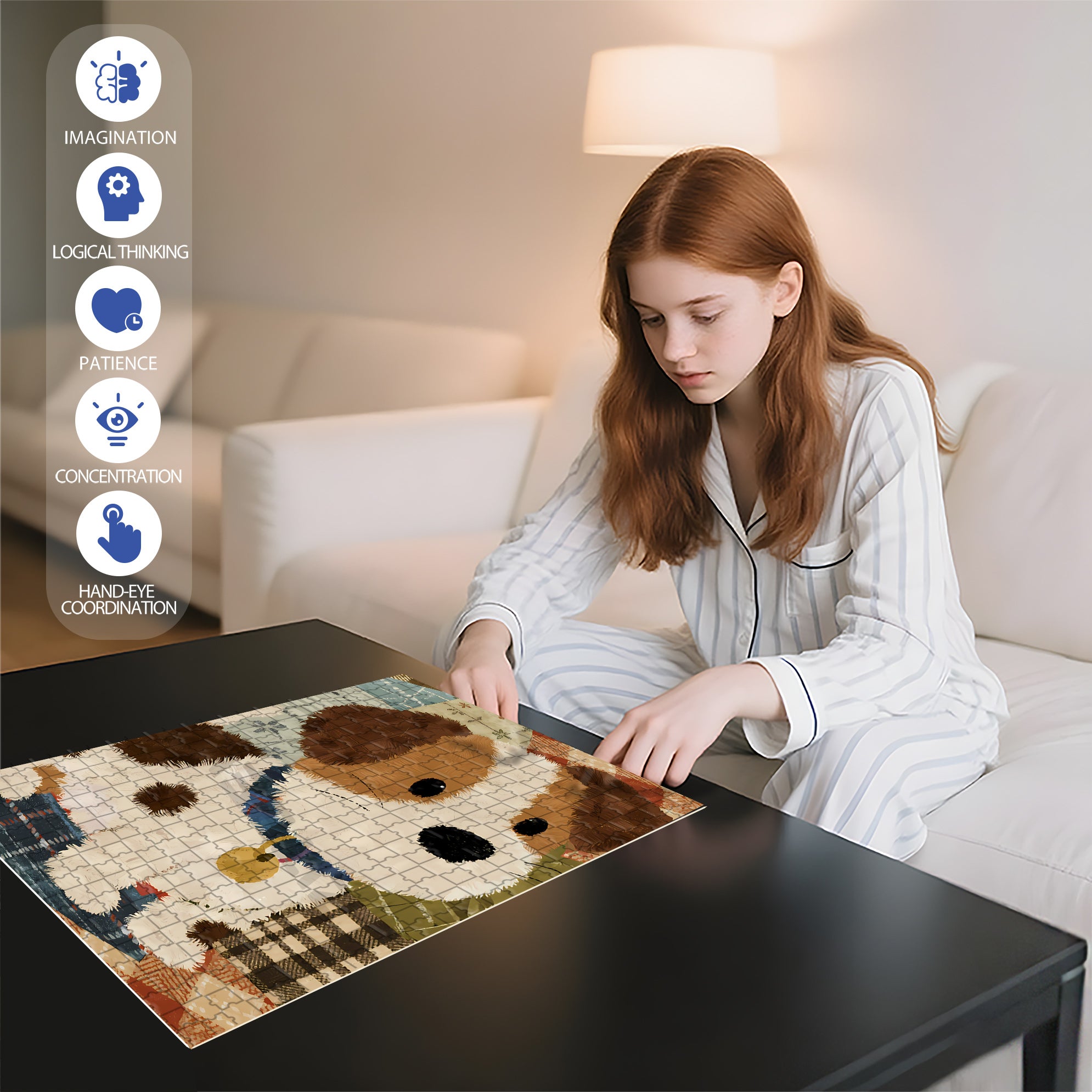 Doggie 500pcs/1000pcs Jigsaw Puzzle, Scratch-Resistant, Interactive Family Game & Brain-Boosting DIY Decor, Perfect for Halloween, Christmas & New Year Gifts, Family Puzzle Game