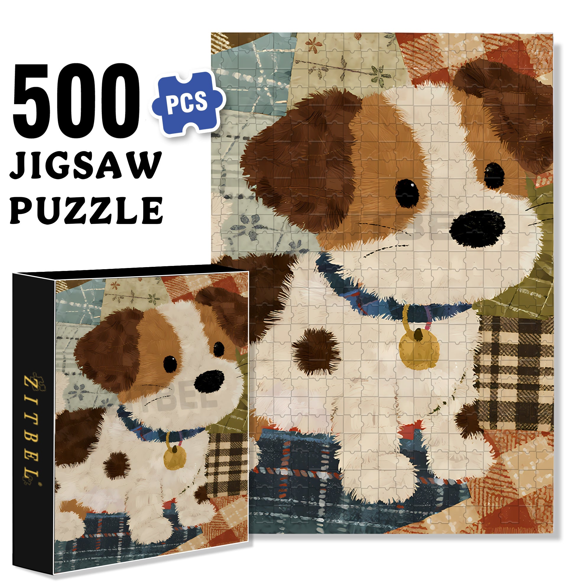 Doggie 500pcs/1000pcs Jigsaw Puzzle, Scratch-Resistant, Interactive Family Game & Brain-Boosting DIY Decor, Perfect for Halloween, Christmas & New Year Gifts, Family Puzzle Game