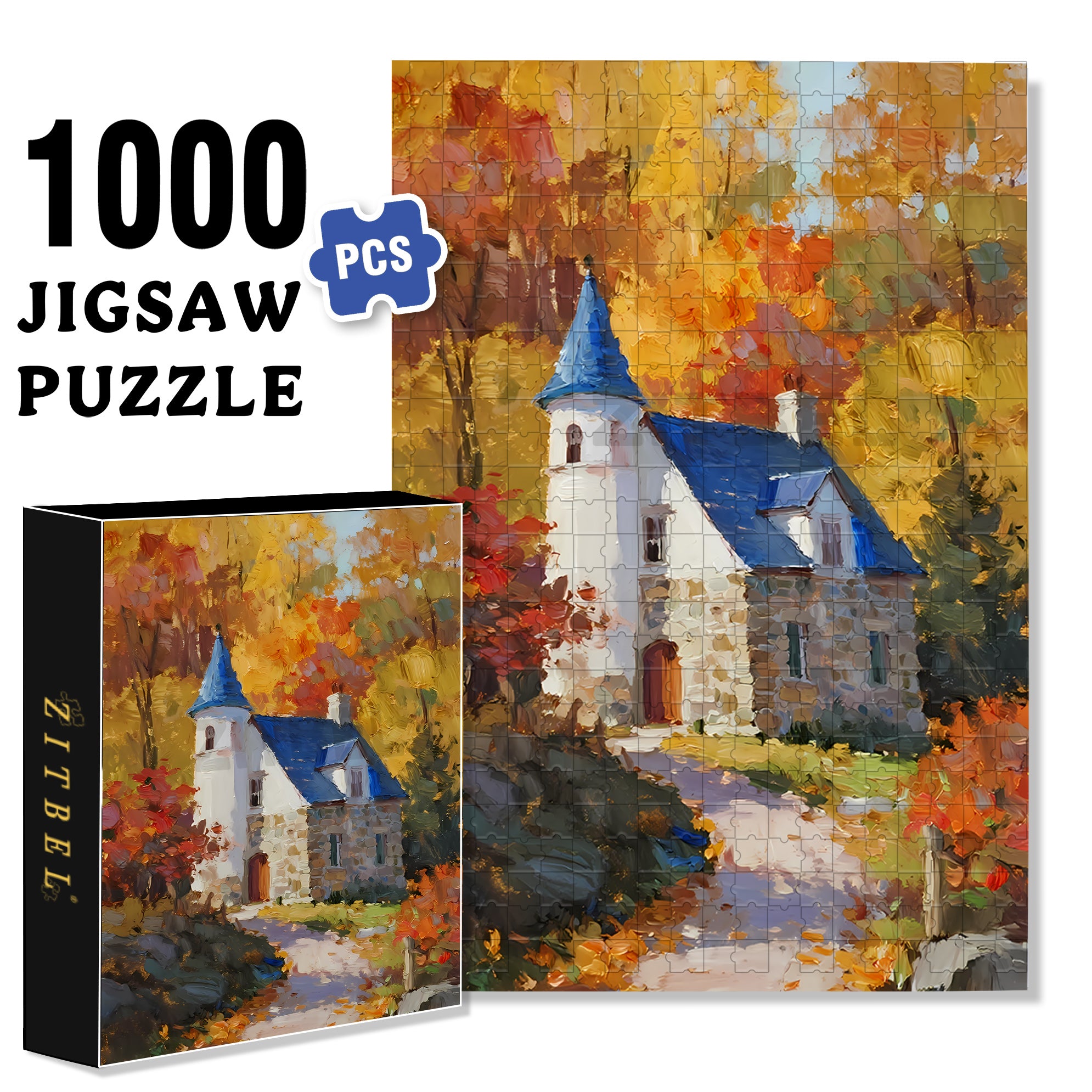 Early Autumn 500pcs/1000pcs Jigsaw Puzzle, Scratch-Resistant, Interactive Family Game & Brain-Boosting DIY Decor, Perfect for Halloween, Christmas & New Year Gifts, Family Puzzle Game