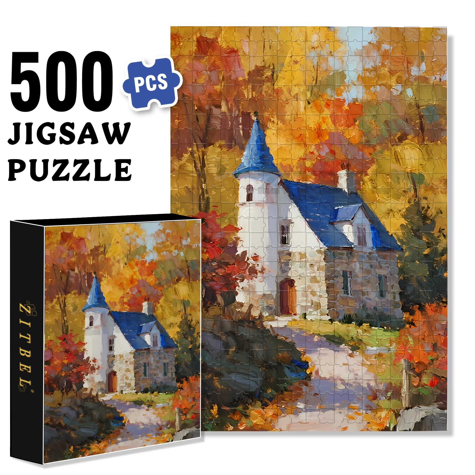 Early Autumn 500pcs/1000pcs Jigsaw Puzzle, Scratch-Resistant, Interactive Family Game & Brain-Boosting DIY Decor, Perfect for Halloween, Christmas & New Year Gifts, Family Puzzle Game