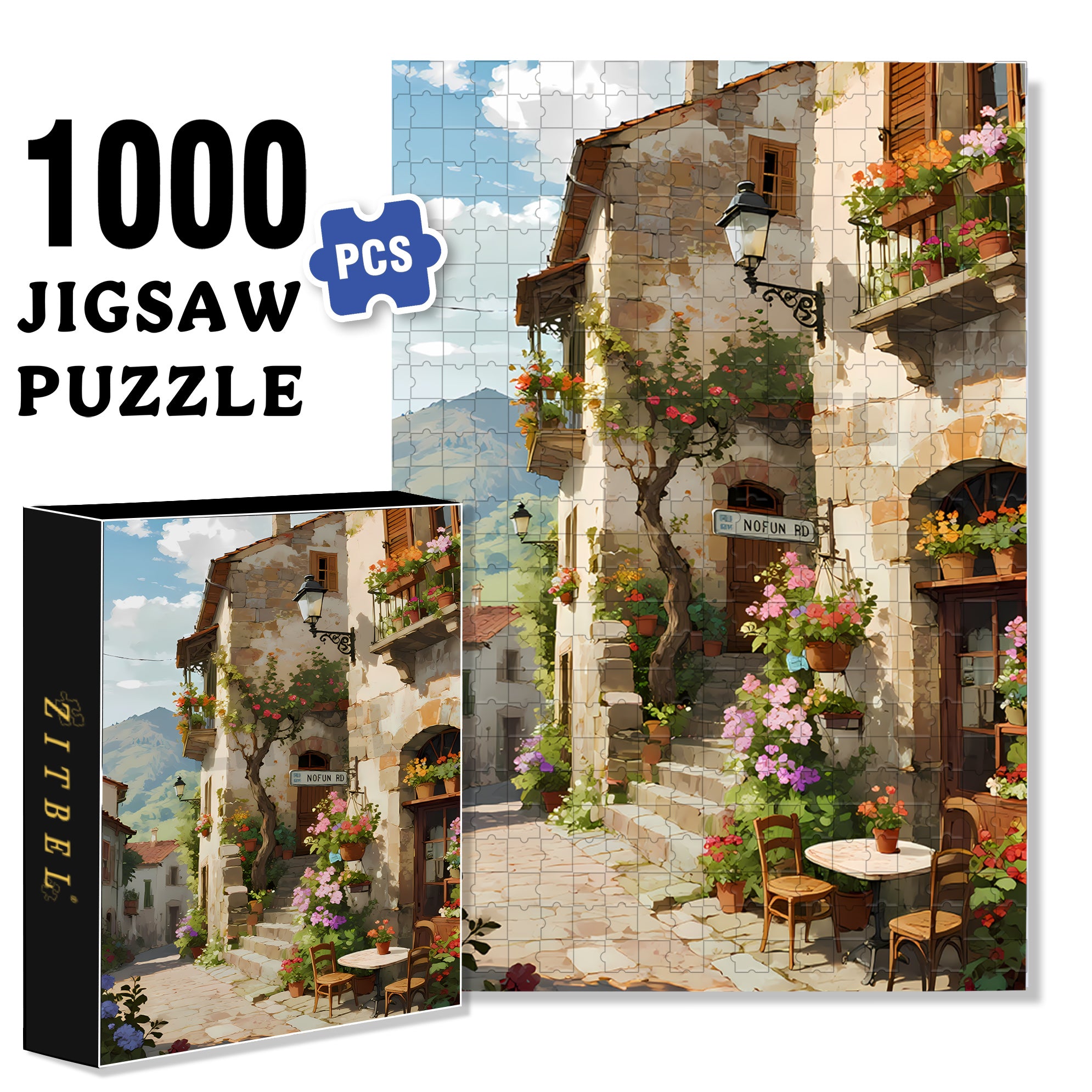 European town 500pcs/1000pcs Jigsaw Puzzle, Scratch-Resistant, Interactive Family Game & Brain-Boosting DIY Decor, Perfect for Halloween, Christmas & New Year Gifts, Family Puzzle Game