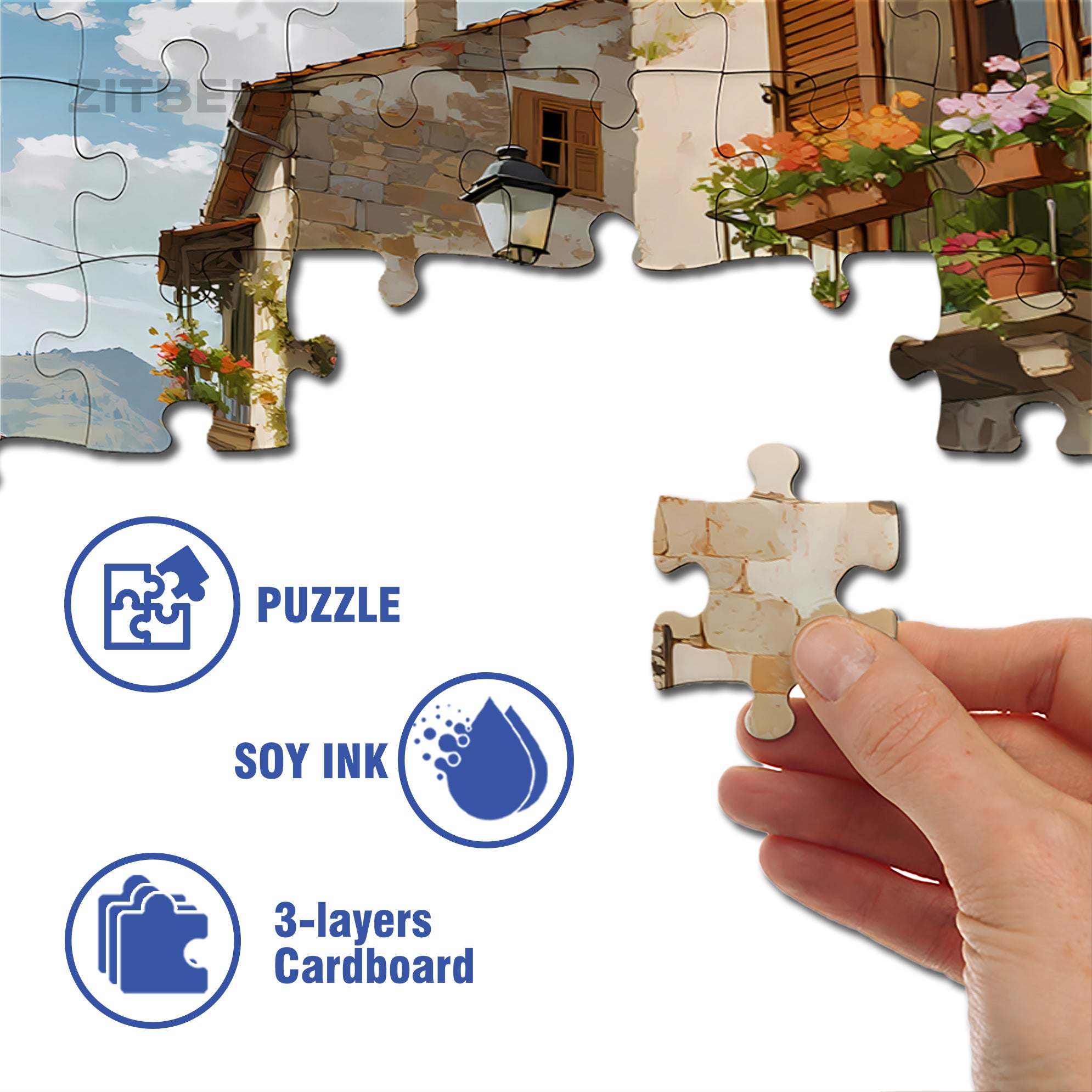 European town 500pcs/1000pcs Jigsaw Puzzle, Scratch-Resistant, Interactive Family Game & Brain-Boosting DIY Decor, Perfect for Halloween, Christmas & New Year Gifts, Family Puzzle Game