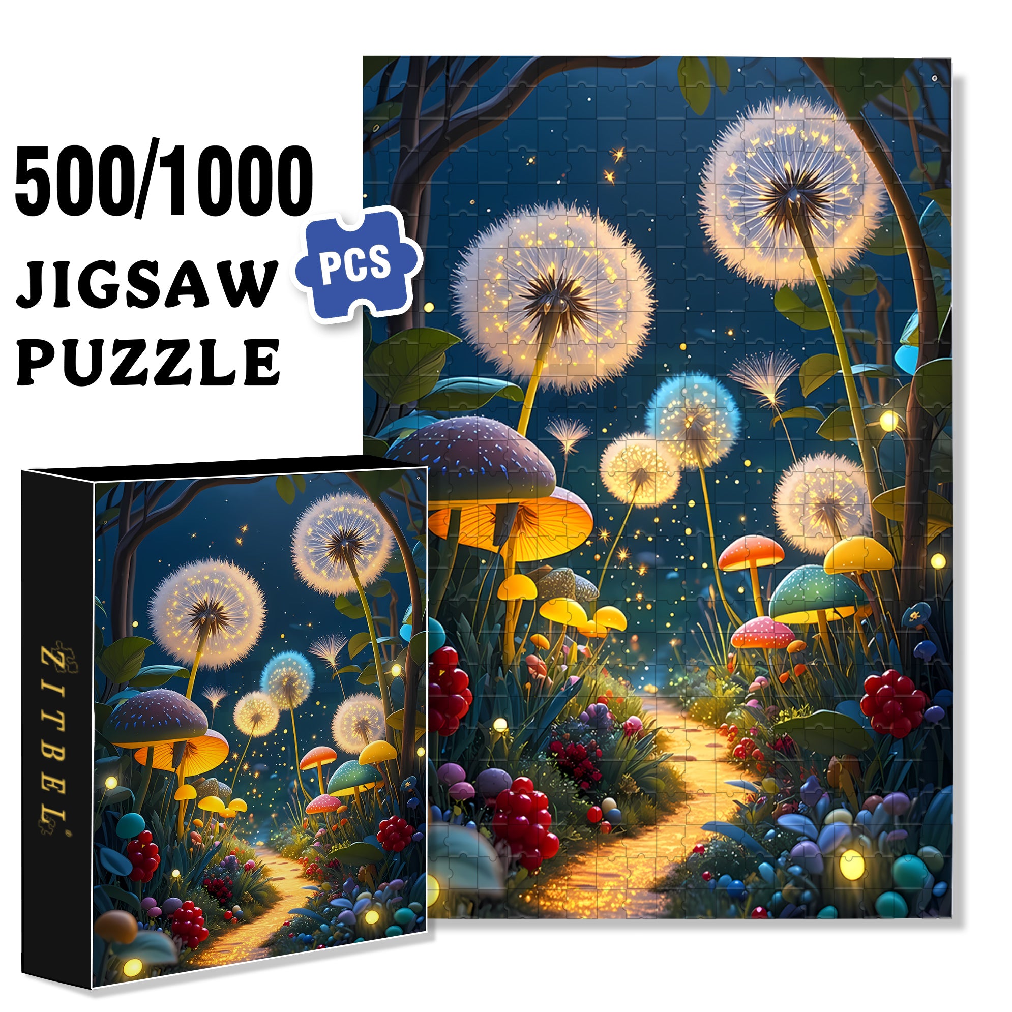 Fairy Garden 500pcs/1000pcs Jigsaw Puzzle, Scratch-Resistant, Interactive Family Game & Brain-Boosting DIY Decor, Perfect for Halloween, Christmas & New Year Gifts, Family Puzzle Game