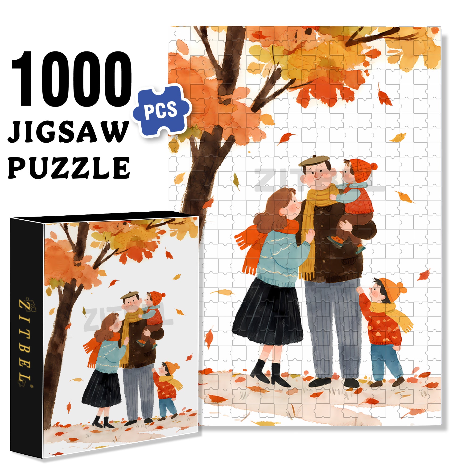 Family 500pcs/1000pcs Jigsaw Puzzle, Scratch-Resistant, Interactive Family Game & Brain-Boosting DIY Decor, Perfect for Halloween, Christmas & New Year Gifts, Family Puzzle Game
