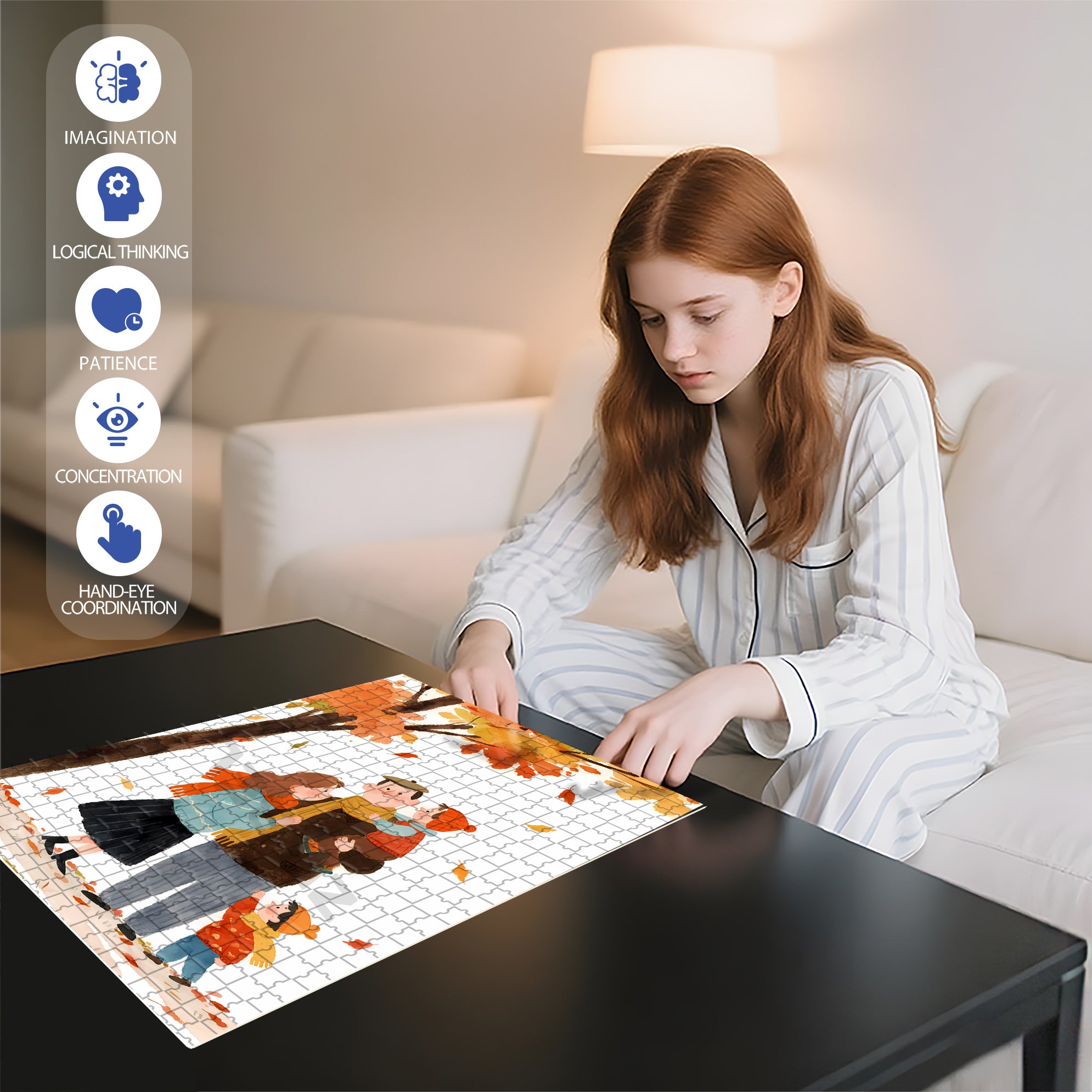 Family 500pcs/1000pcs Jigsaw Puzzle, Scratch-Resistant, Interactive Family Game & Brain-Boosting DIY Decor, Perfect for Halloween, Christmas & New Year Gifts, Family Puzzle Game