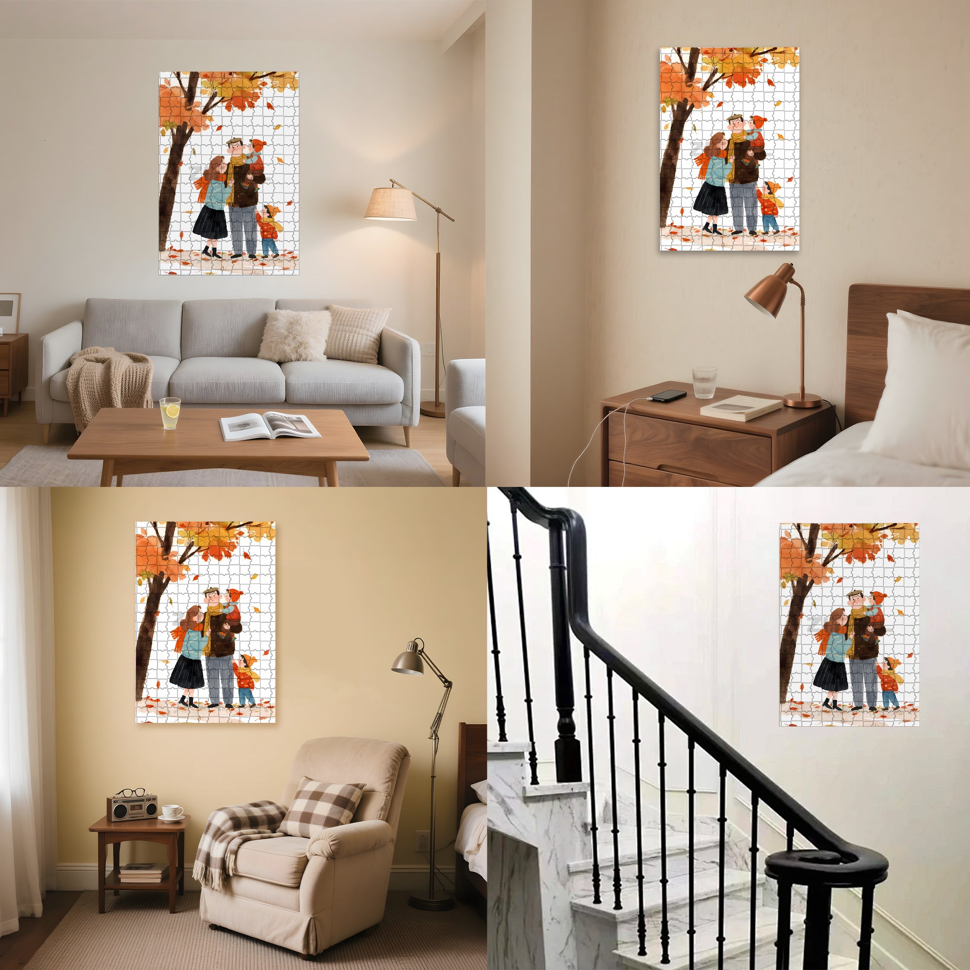 Family 500pcs/1000pcs Jigsaw Puzzle, Scratch-Resistant, Interactive Family Game & Brain-Boosting DIY Decor, Perfect for Halloween, Christmas & New Year Gifts, Family Puzzle Game