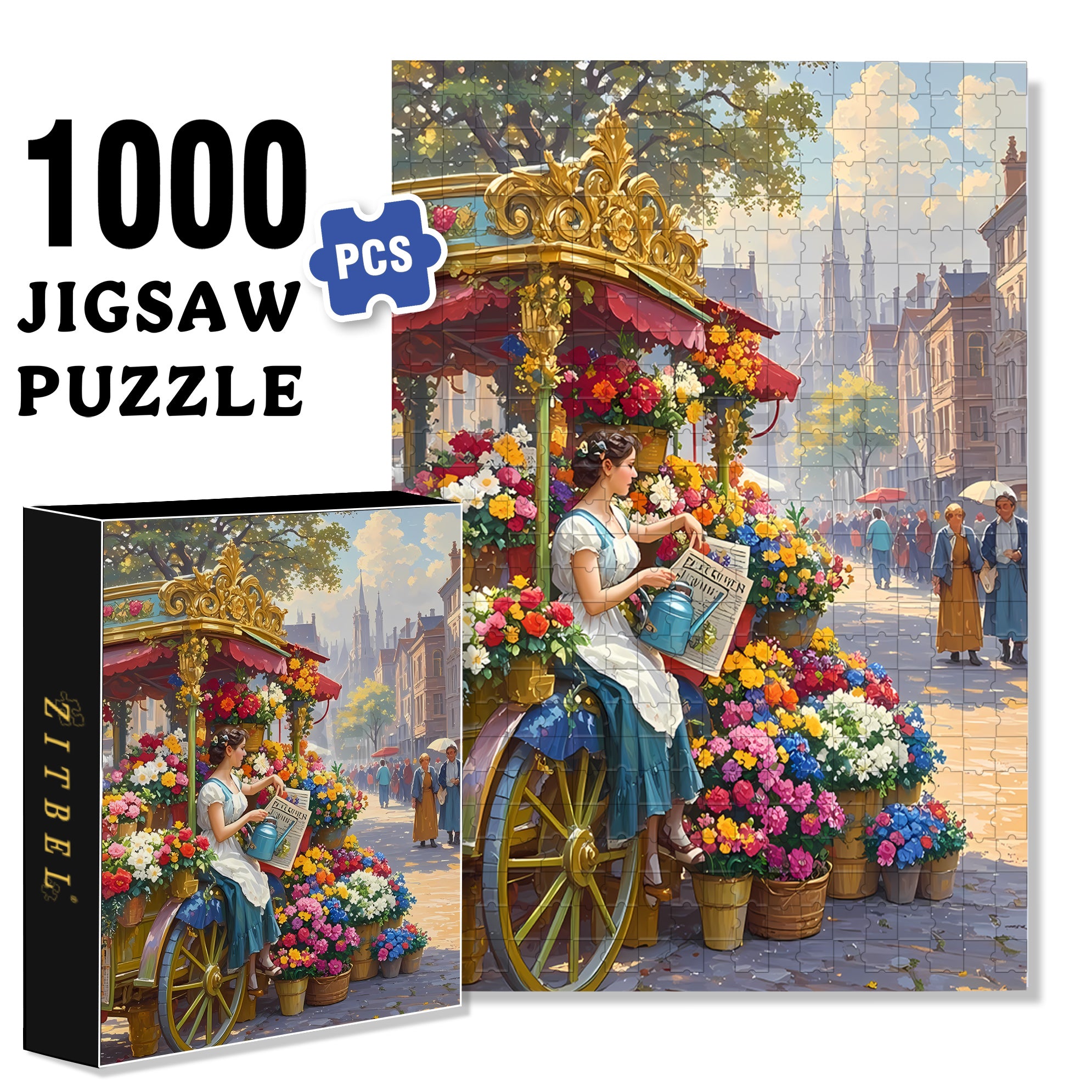 Flower Girl 500pcs/1000pcs Jigsaw Puzzle, Scratch-Resistant, Interactive Family Game & Brain-Boosting DIY Decor, Perfect for Halloween, Christmas & New Year Gifts, Family Puzzle Game