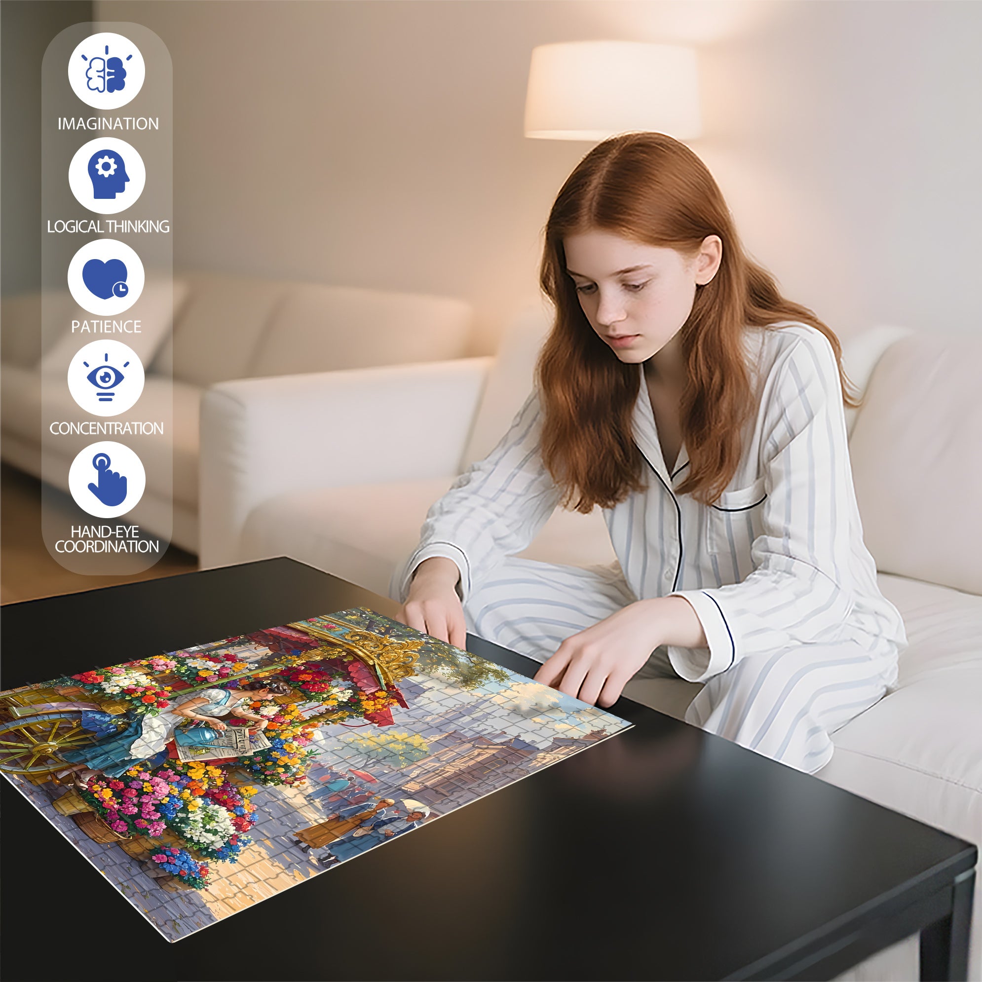 Flower Girl 500pcs/1000pcs Jigsaw Puzzle, Scratch-Resistant, Interactive Family Game & Brain-Boosting DIY Decor, Perfect for Halloween, Christmas & New Year Gifts, Family Puzzle Game
