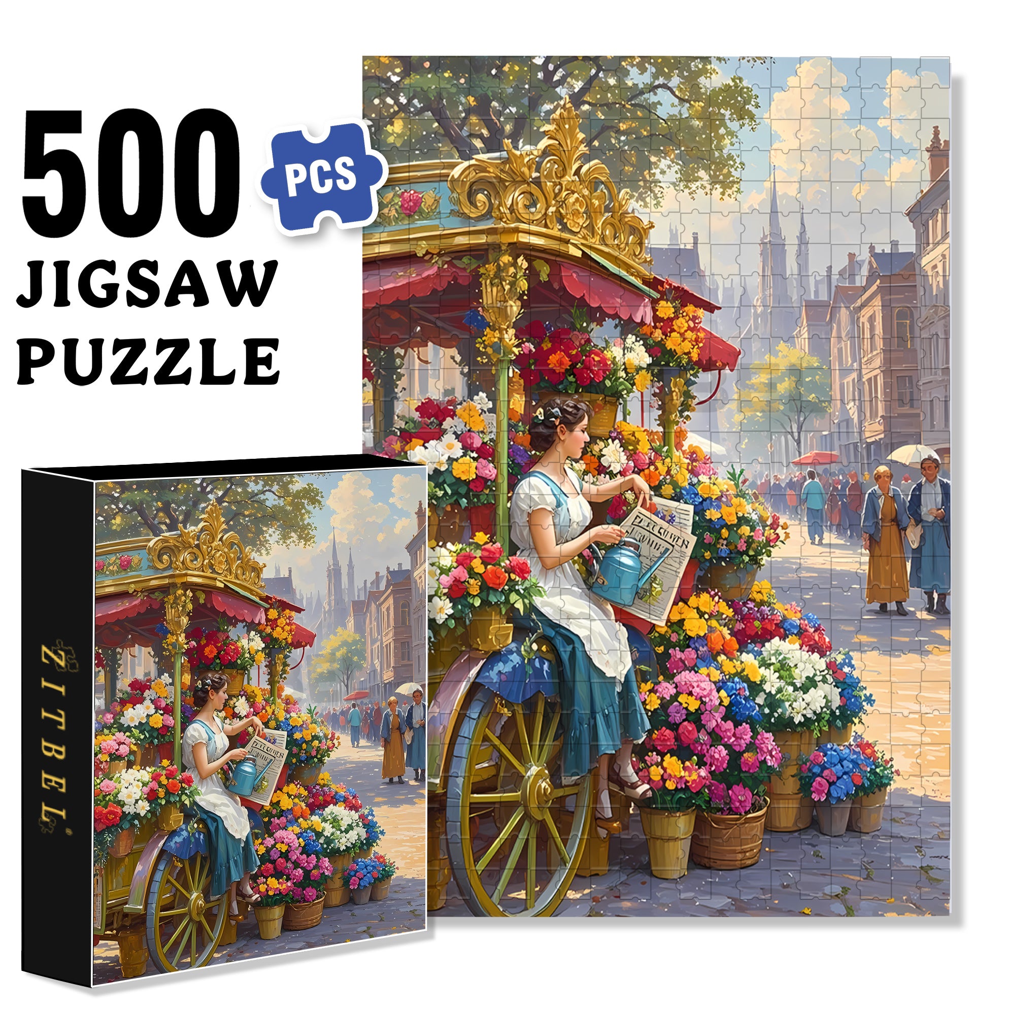 Flower Girl 500pcs/1000pcs Jigsaw Puzzle, Scratch-Resistant, Interactive Family Game & Brain-Boosting DIY Decor, Perfect for Halloween, Christmas & New Year Gifts, Family Puzzle Game