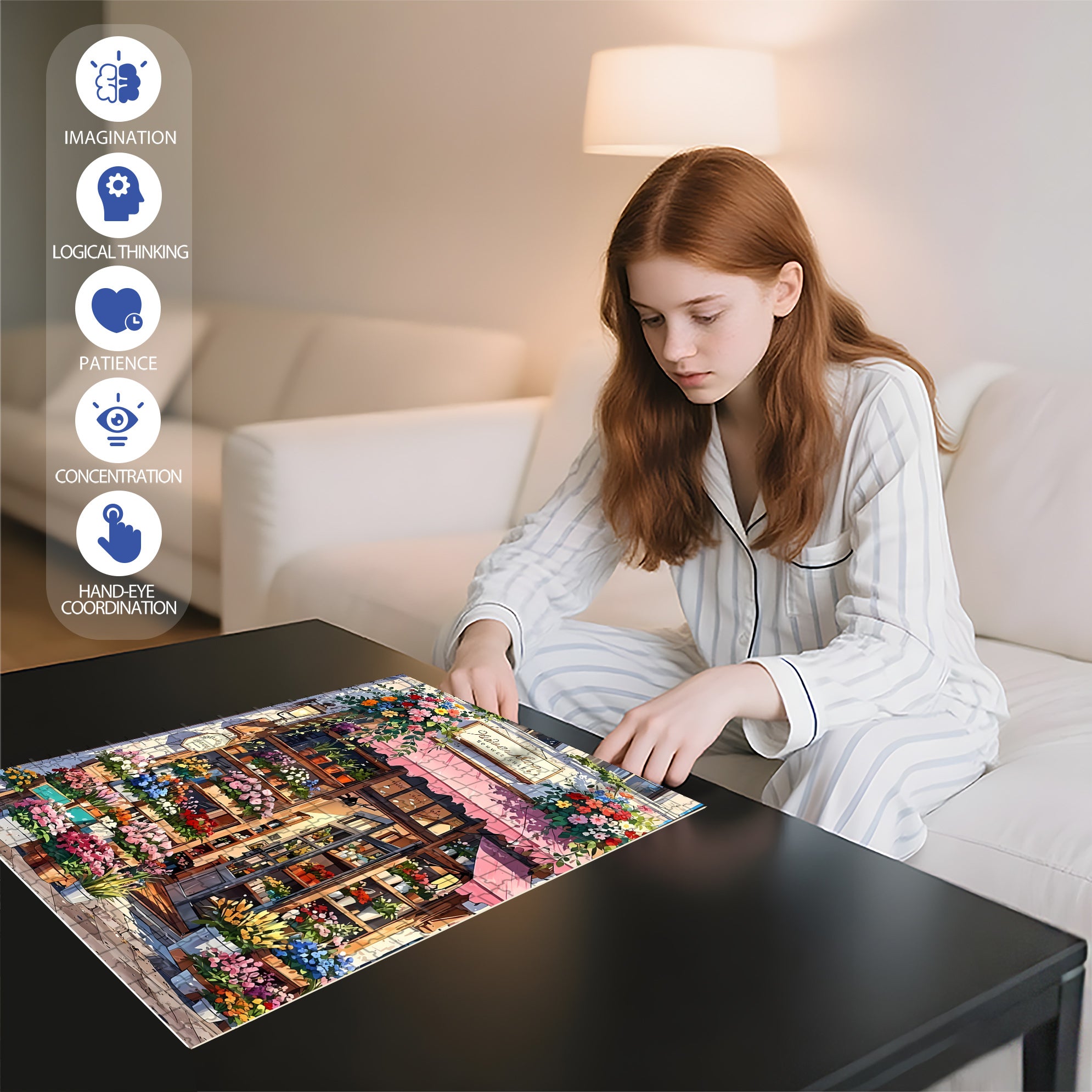 Flower Shop 500pcs/1000pcs Jigsaw Puzzle, Scratch-Resistant, Interactive Family Game & Brain-Boosting DIY Decor, Perfect for Halloween, Christmas & New Year Gifts, Family Puzzle Game