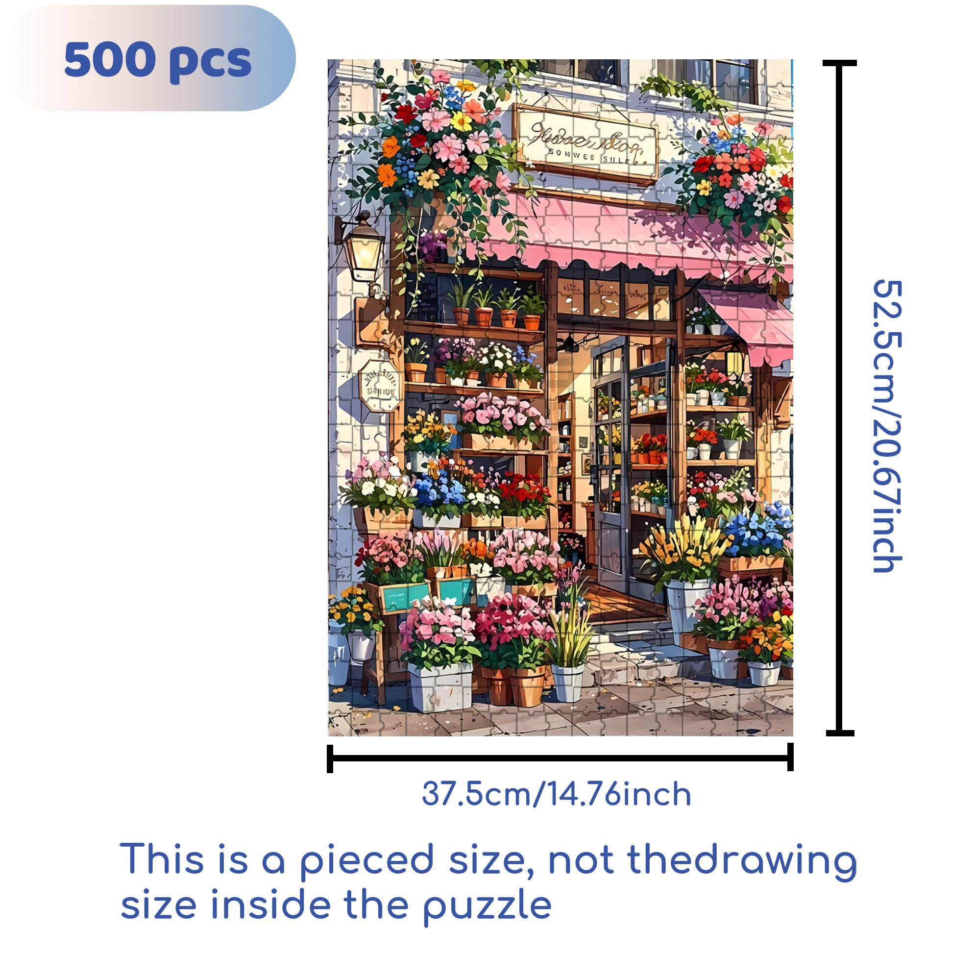Flower Shop 500pcs/1000pcs Jigsaw Puzzle, Scratch-Resistant, Interactive Family Game & Brain-Boosting DIY Decor, Perfect for Halloween, Christmas & New Year Gifts, Family Puzzle Game