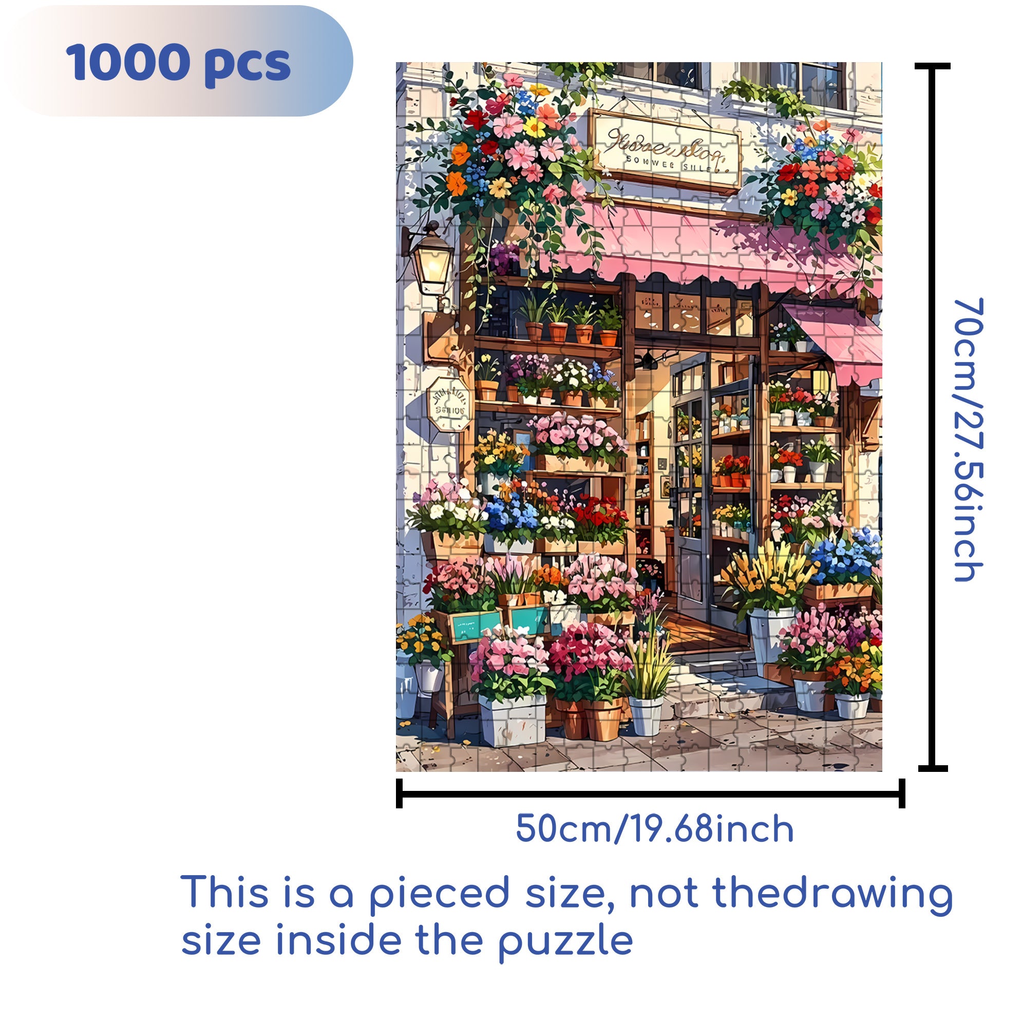 Flower Shop 500pcs/1000pcs Jigsaw Puzzle, Scratch-Resistant, Interactive Family Game & Brain-Boosting DIY Decor, Perfect for Halloween, Christmas & New Year Gifts, Family Puzzle Game