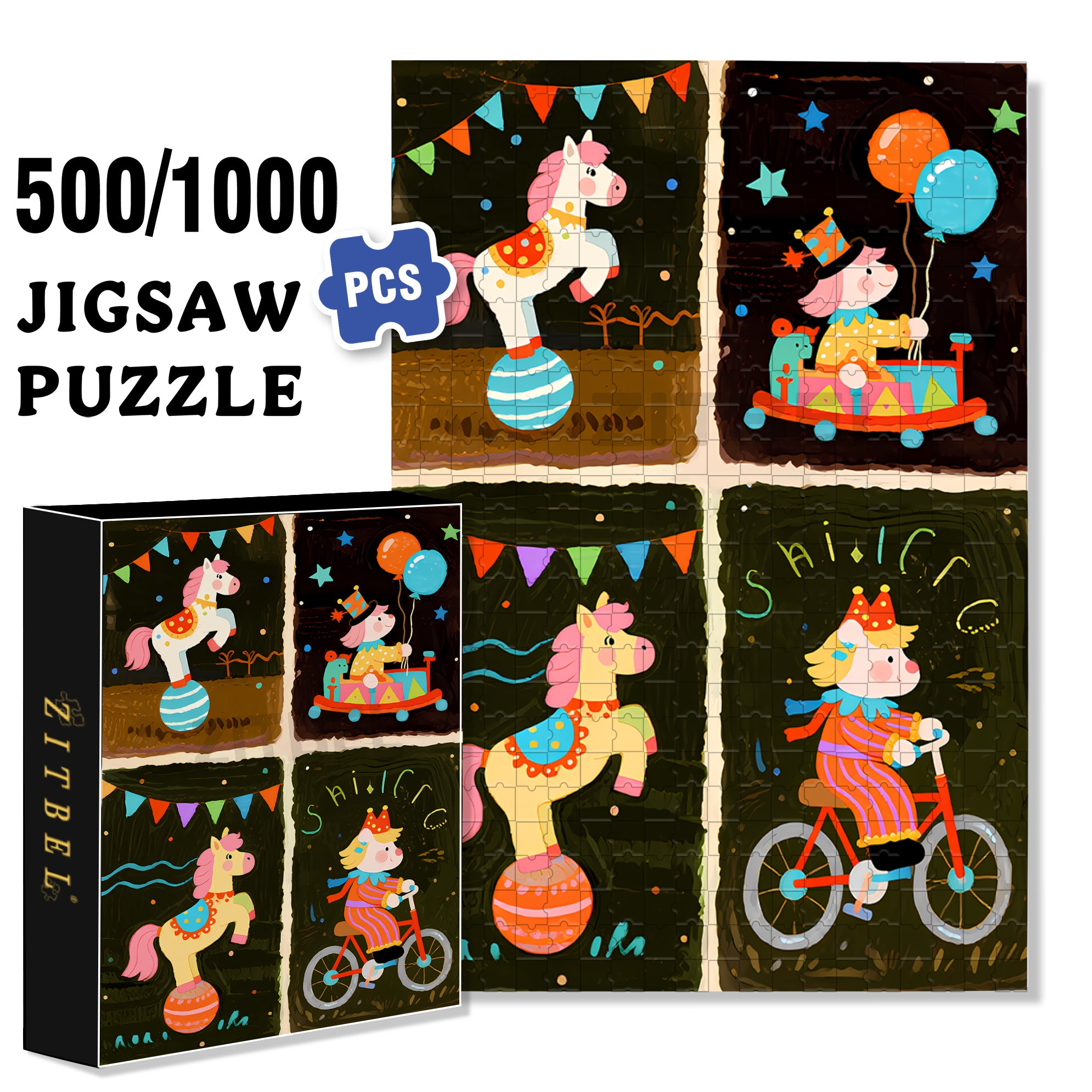 Four-square Grid 500pcs/1000pcs Jigsaw Puzzle, Scratch-Resistant, Interactive Family Game & Brain-Boosting DIY Decor, Perfect for Halloween, Christmas & New Year Gifts, Family Puzzle Game