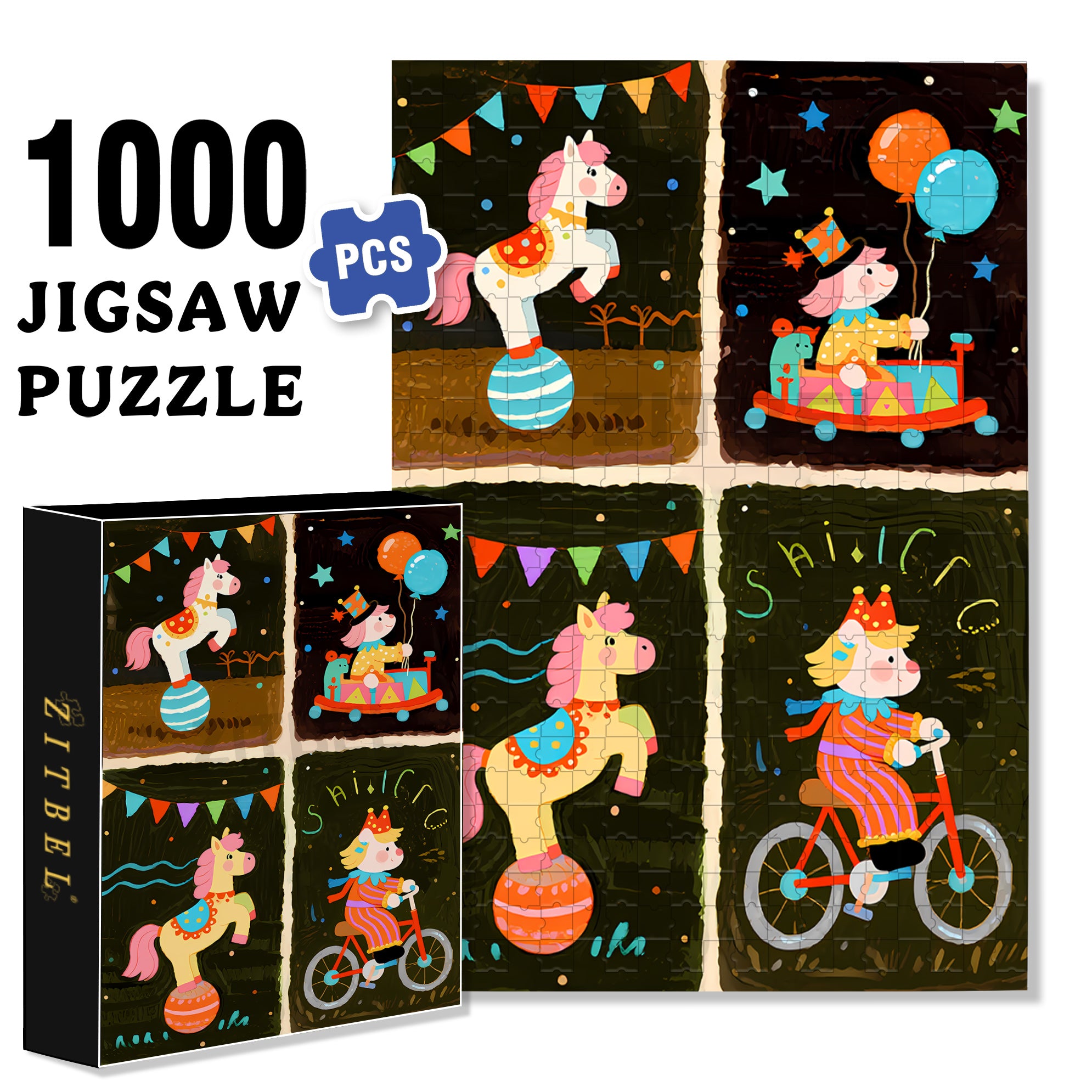 Four-square Grid 500pcs/1000pcs Jigsaw Puzzle, Scratch-Resistant, Interactive Family Game & Brain-Boosting DIY Decor, Perfect for Halloween, Christmas & New Year Gifts, Family Puzzle Game