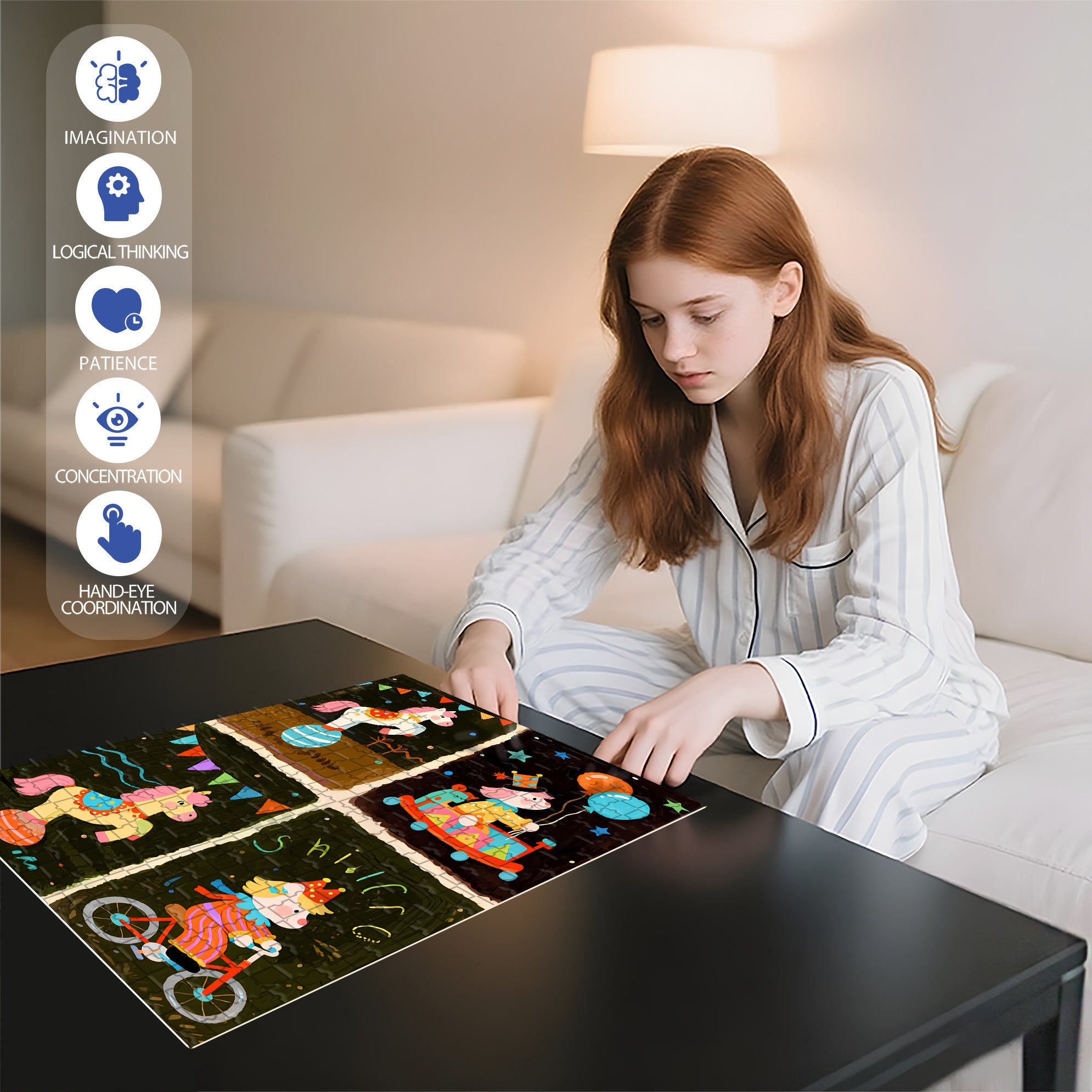 Four-square Grid 500pcs/1000pcs Jigsaw Puzzle, Scratch-Resistant, Interactive Family Game & Brain-Boosting DIY Decor, Perfect for Halloween, Christmas & New Year Gifts, Family Puzzle Game