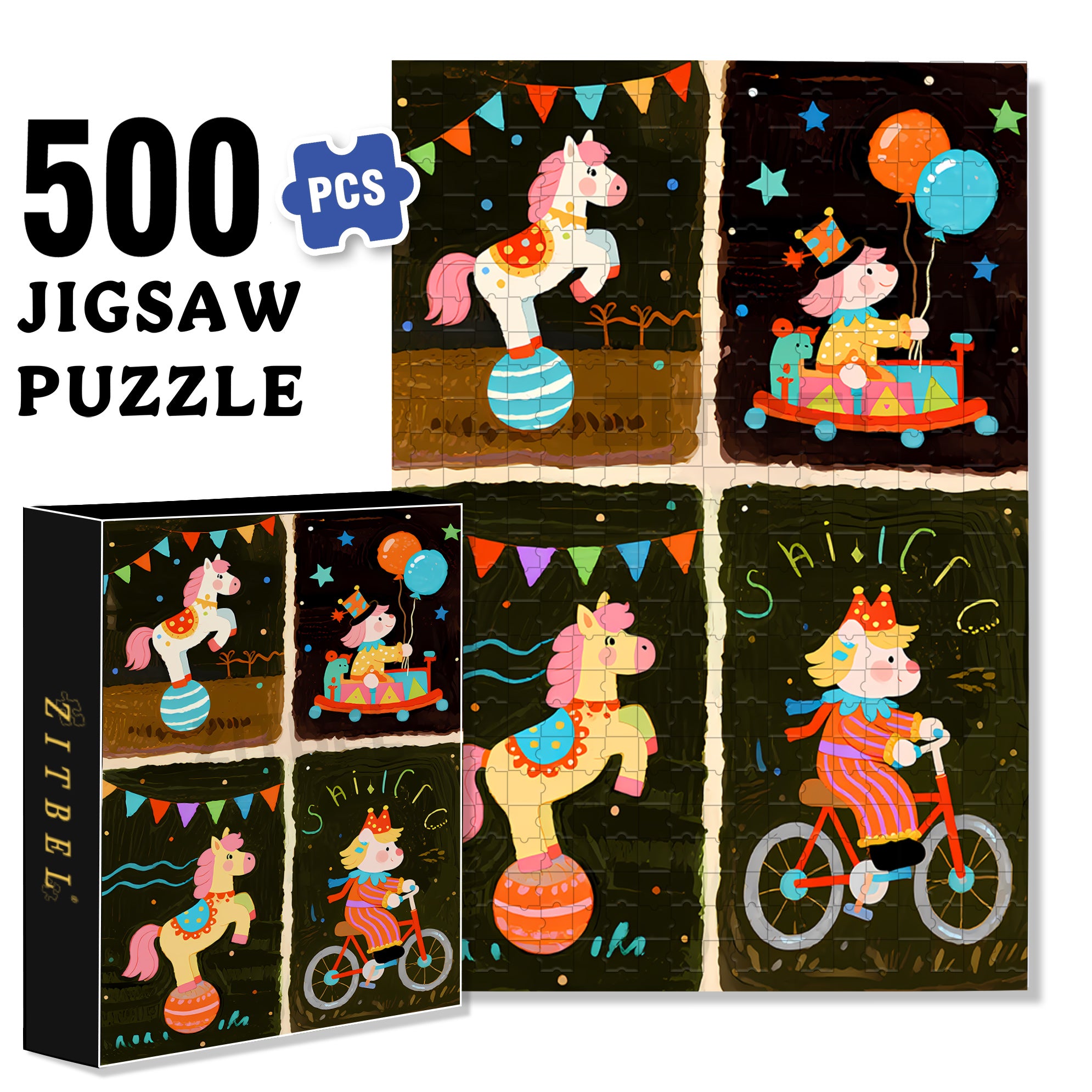 Four-square Grid 500pcs/1000pcs Jigsaw Puzzle, Scratch-Resistant, Interactive Family Game & Brain-Boosting DIY Decor, Perfect for Halloween, Christmas & New Year Gifts, Family Puzzle Game