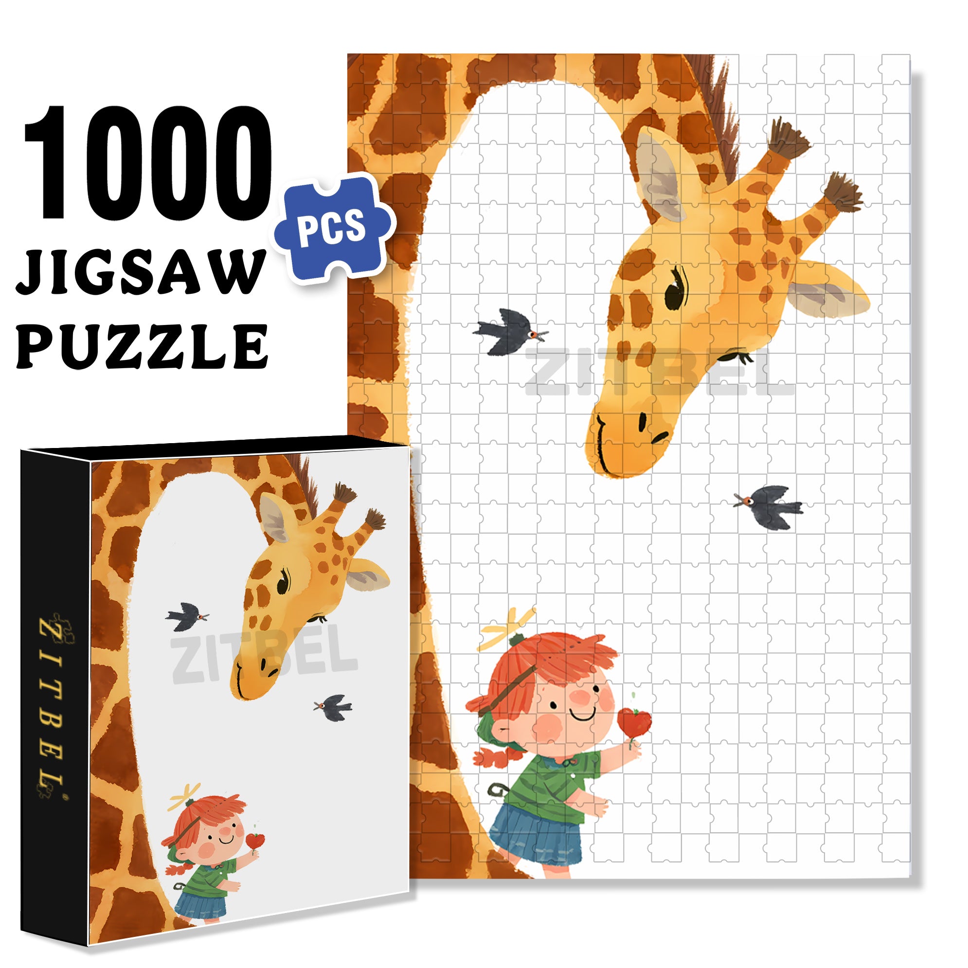 Giraffe 500pcs/1000pcs Jigsaw Puzzle, Scratch-Resistant, Interactive Family Game & Brain-Boosting DIY Decor, Perfect for Halloween, Christmas & New Year Gifts, Family Puzzle Game