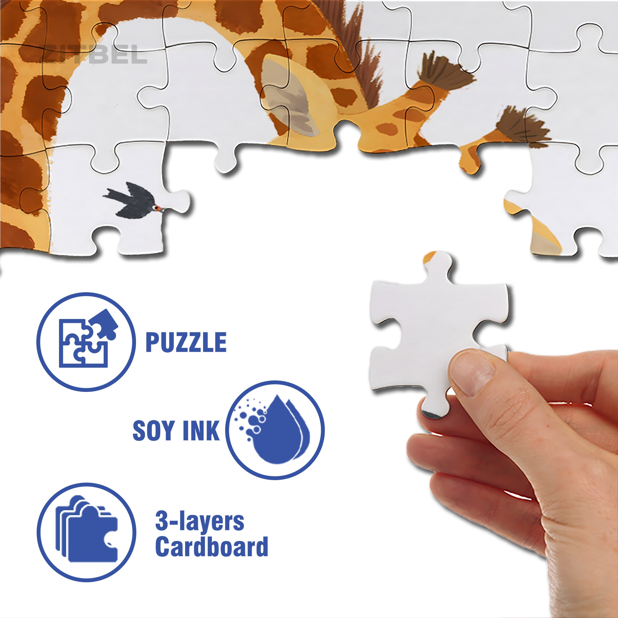 Giraffe 500pcs/1000pcs Jigsaw Puzzle, Scratch-Resistant, Interactive Family Game & Brain-Boosting DIY Decor, Perfect for Halloween, Christmas & New Year Gifts, Family Puzzle Game
