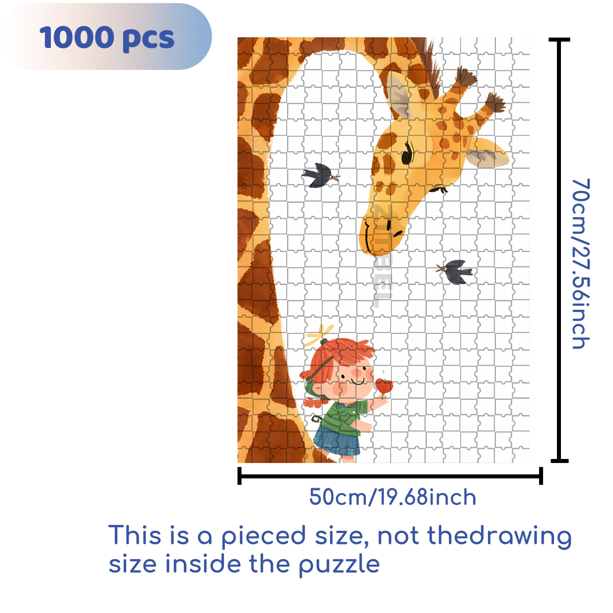 Giraffe 500pcs/1000pcs Jigsaw Puzzle, Scratch-Resistant, Interactive Family Game & Brain-Boosting DIY Decor, Perfect for Halloween, Christmas & New Year Gifts, Family Puzzle Game