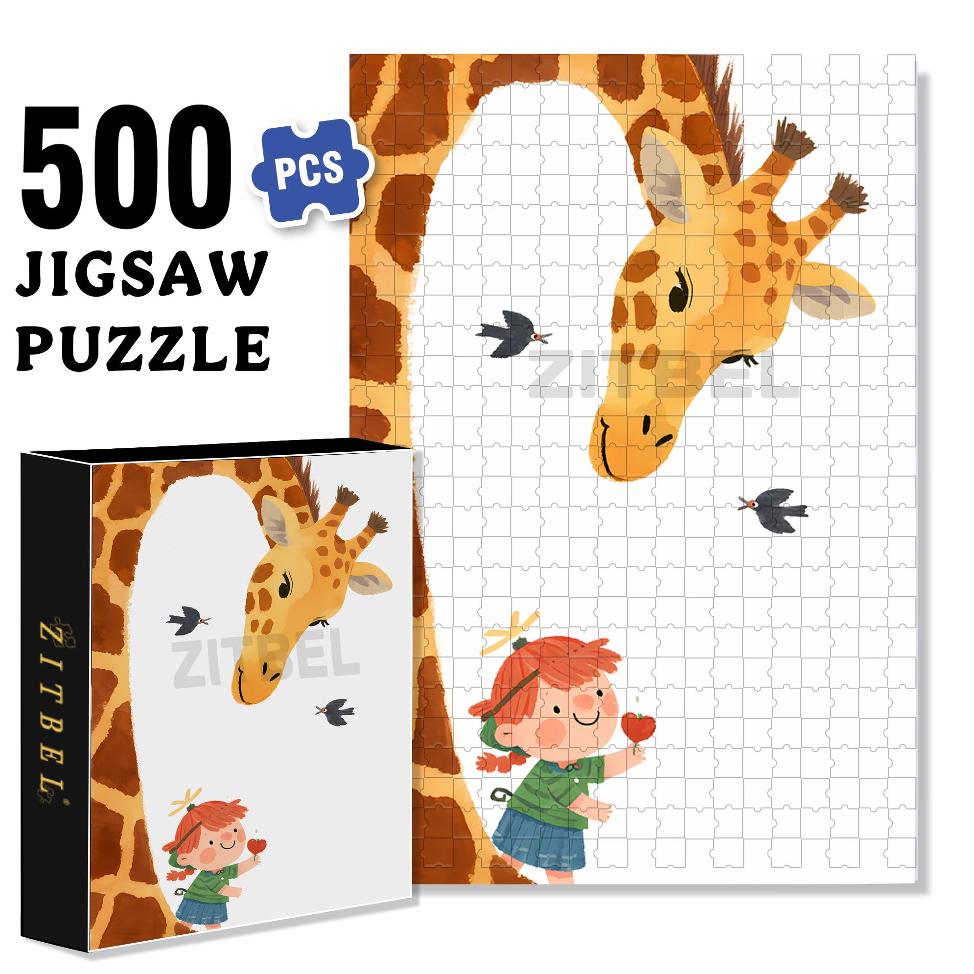 Giraffe 500pcs/1000pcs Jigsaw Puzzle, Scratch-Resistant, Interactive Family Game & Brain-Boosting DIY Decor, Perfect for Halloween, Christmas & New Year Gifts, Family Puzzle Game