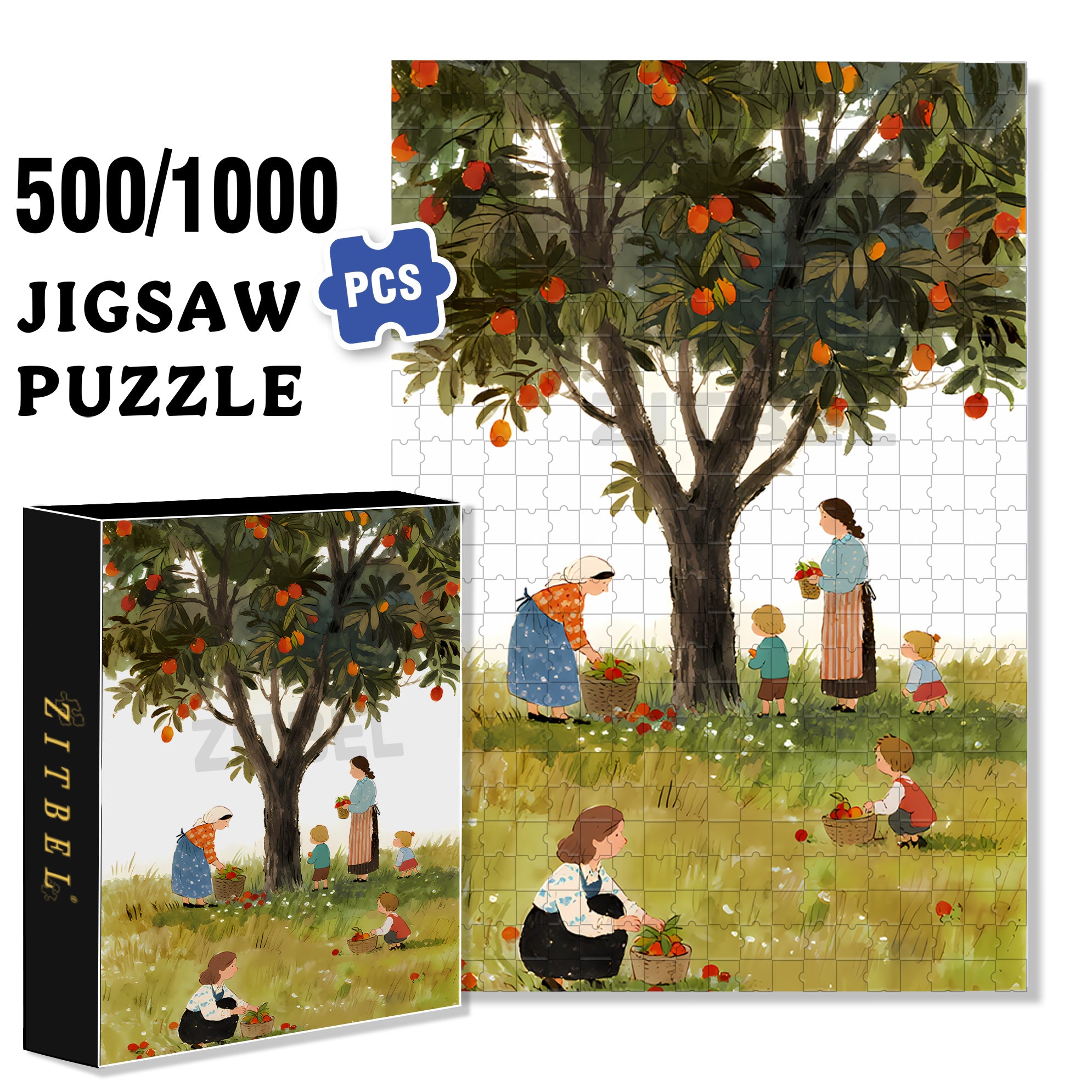 Harvest 500pcs/1000pcs Jigsaw Puzzle, Scratch-Resistant, Interactive Family Game & Brain-Boosting DIY Decor, Perfect for Halloween, Christmas & New Year Gifts, Family Puzzle Game
