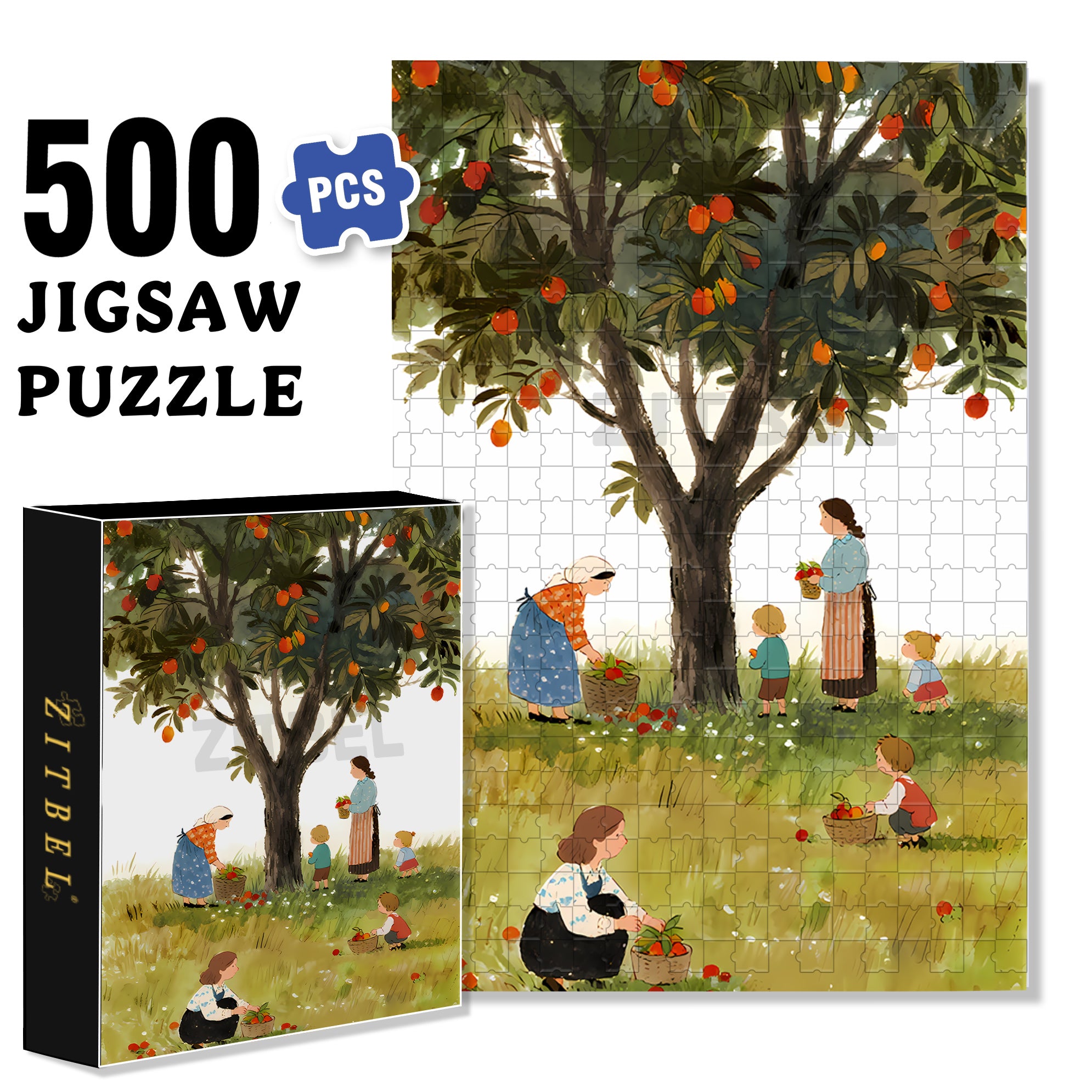 Harvest 500pcs/1000pcs Jigsaw Puzzle, Scratch-Resistant, Interactive Family Game & Brain-Boosting DIY Decor, Perfect for Halloween, Christmas & New Year Gifts, Family Puzzle Game