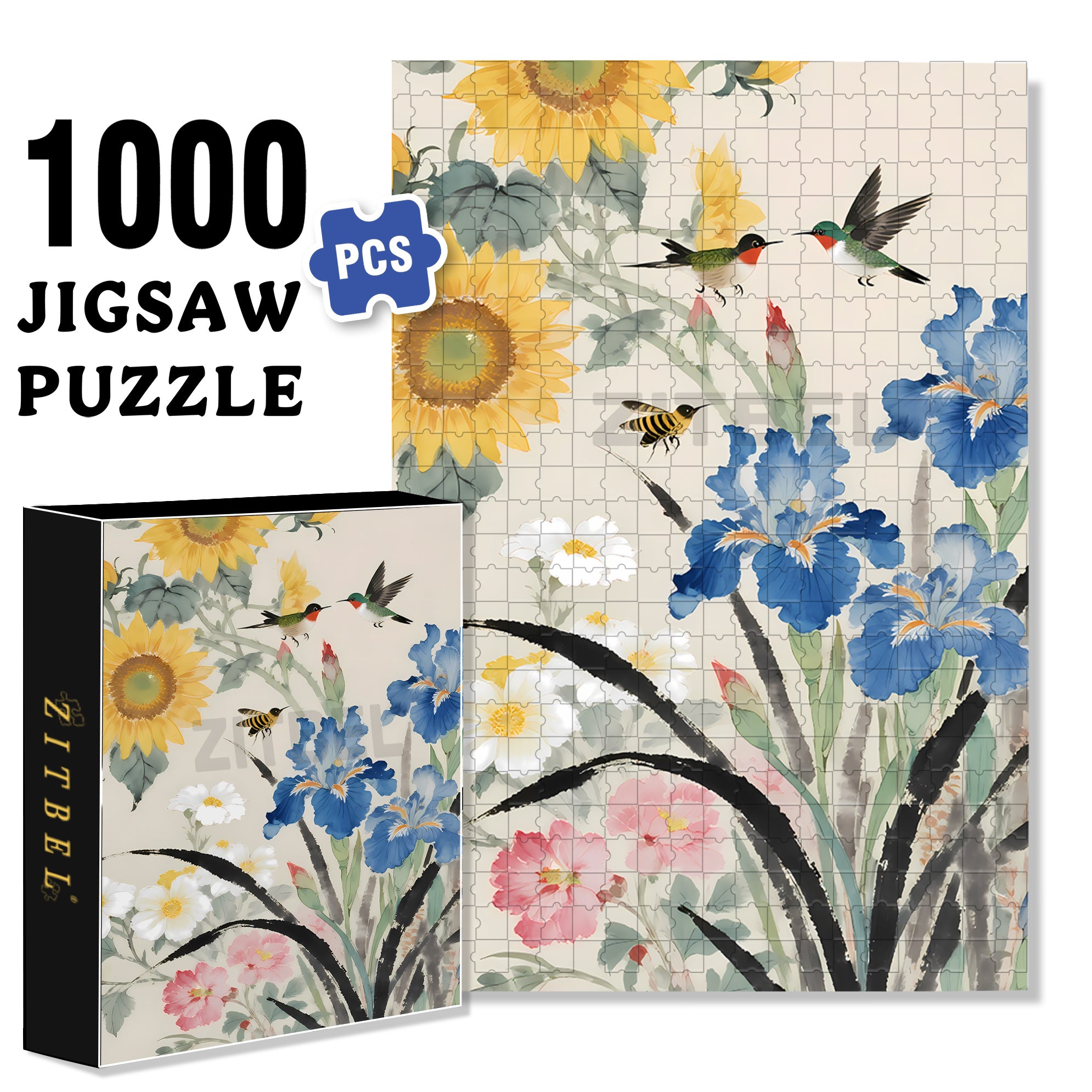 Hummingbird 500pcs/1000pcs Jigsaw Puzzle, Scratch-Resistant, Interactive Family Game & Brain-Boosting DIY Decor, Perfect for Halloween, Christmas & New Year Gifts, Family Puzzle Game