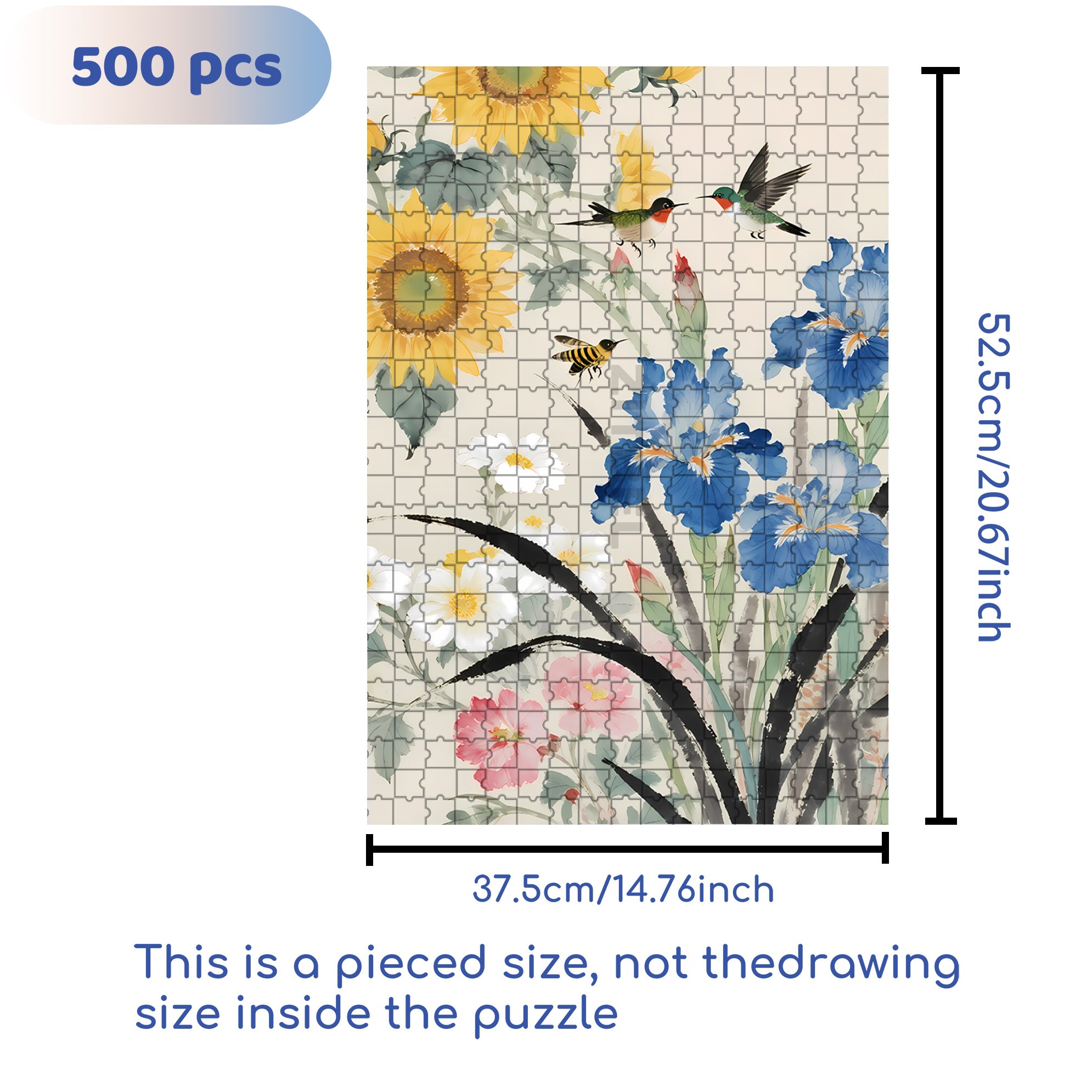 Hummingbird 500pcs/1000pcs Jigsaw Puzzle, Scratch-Resistant, Interactive Family Game & Brain-Boosting DIY Decor, Perfect for Halloween, Christmas & New Year Gifts, Family Puzzle Game