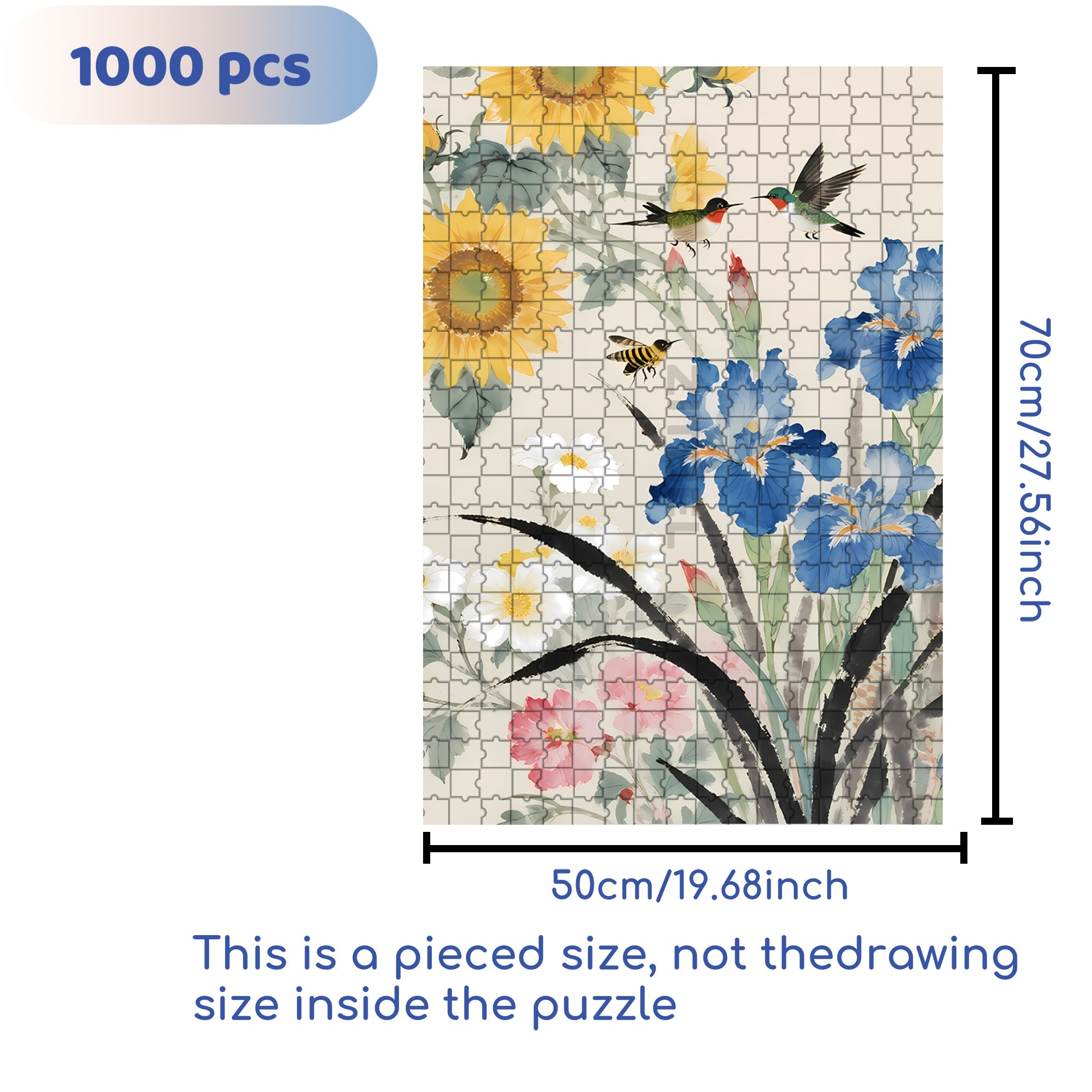 Hummingbird 500pcs/1000pcs Jigsaw Puzzle, Scratch-Resistant, Interactive Family Game & Brain-Boosting DIY Decor, Perfect for Halloween, Christmas & New Year Gifts, Family Puzzle Game