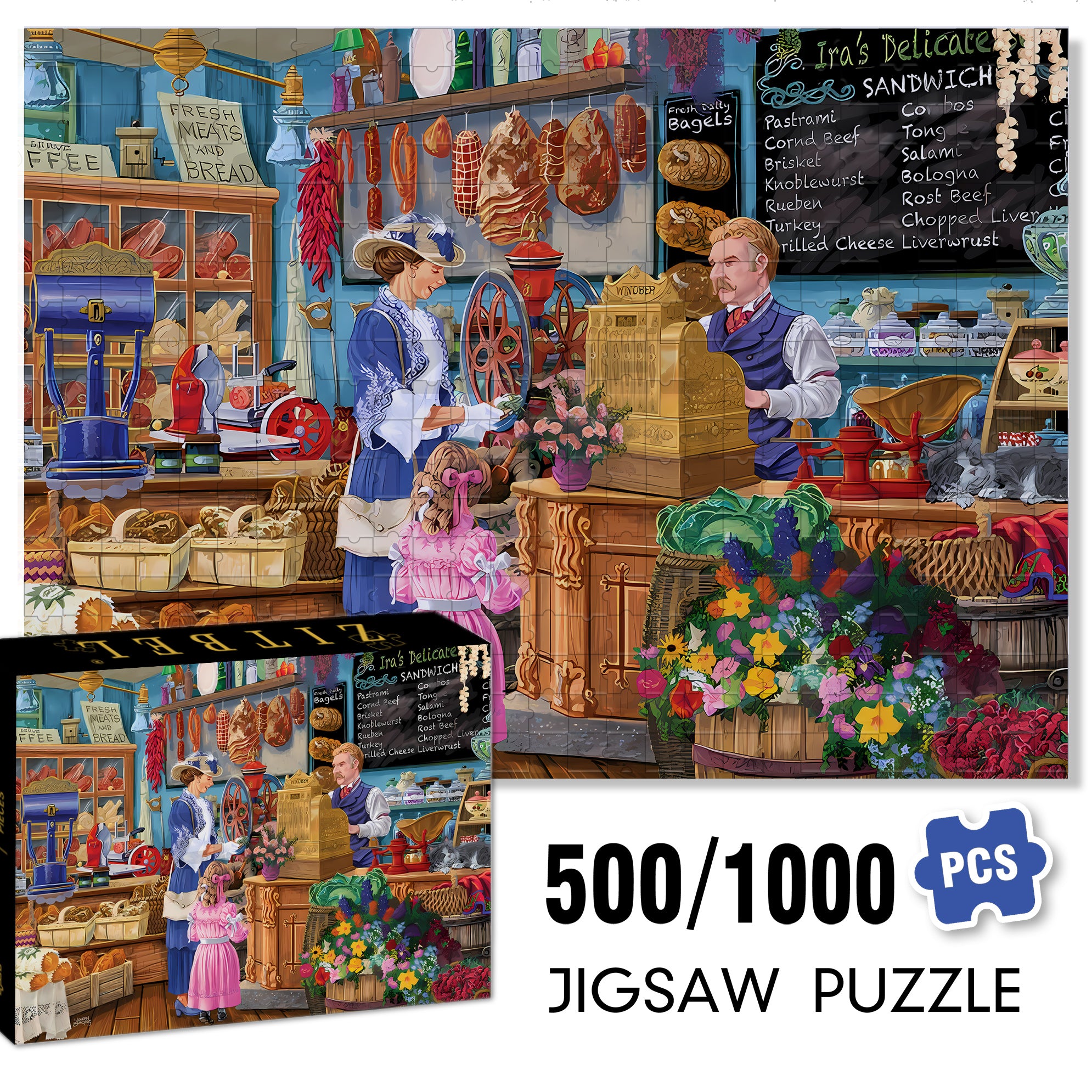 Ira¡¯s 500pcs/1000pcs Jigsaw Puzzle, Scratch-Resistant, Interactive Family Game & Brain-Boosting DIY Decor, Perfect for Halloween, Christmas & New Year Gifts, Family Puzzle Game